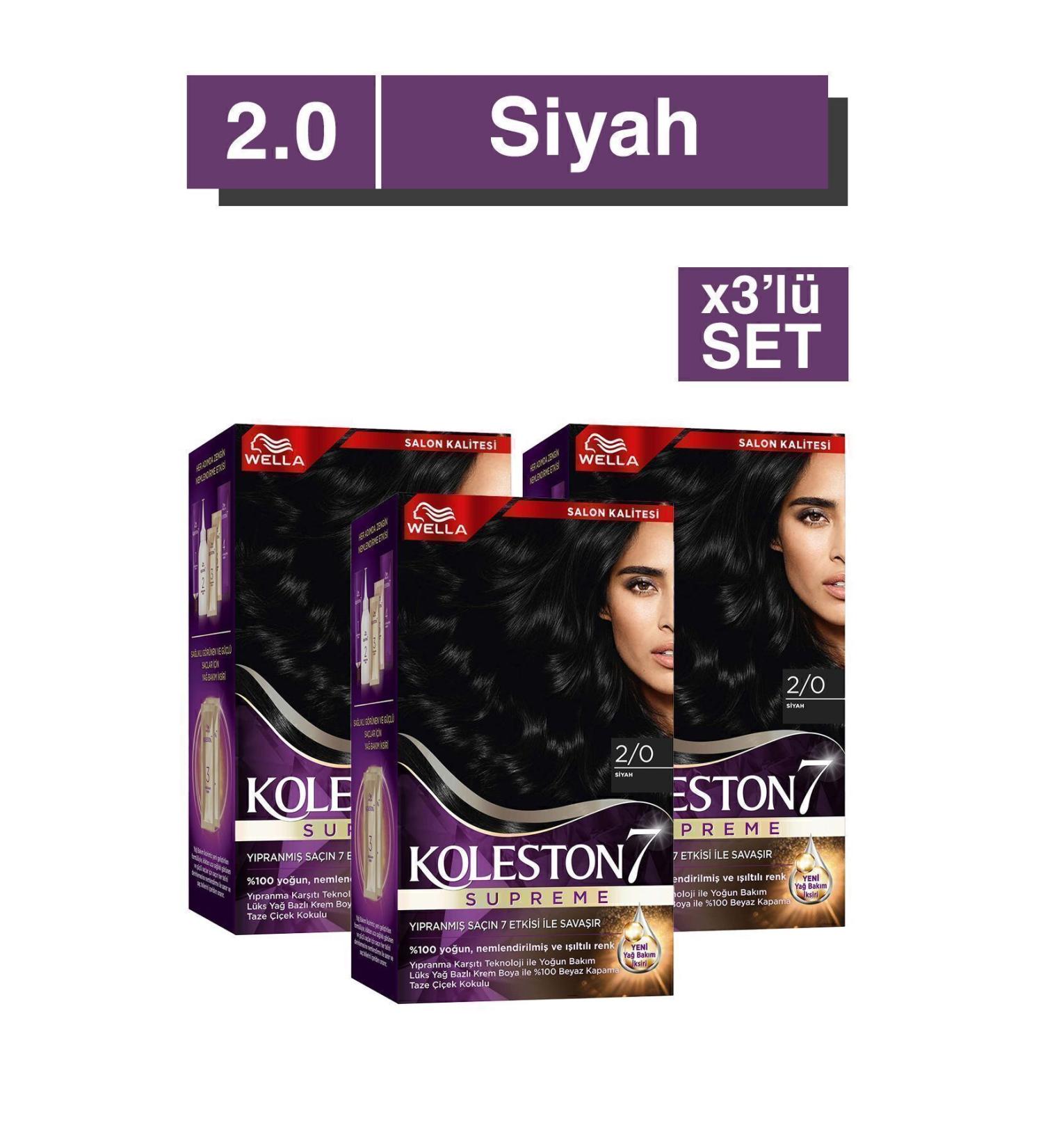 Wella Koleston Supreme Hair Dye 2/0 Black X3' Set - Buy Online on GoSupps.com
