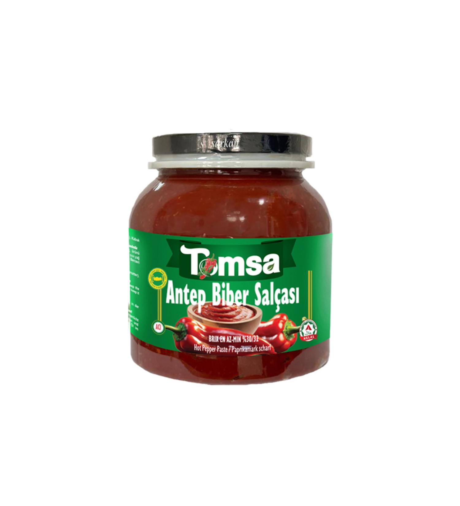 Tomart Tomsa Home Type G.antep Boiling Method Hot Pepper Paste Glass*pet 1500 gr