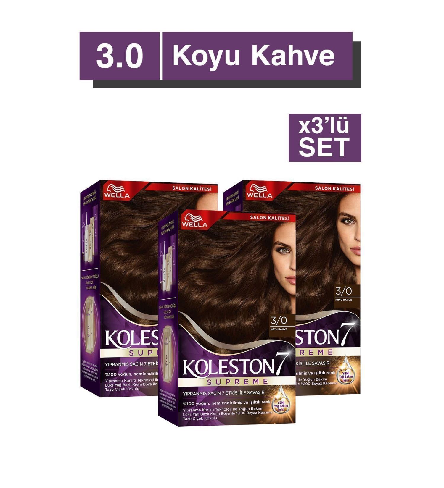 Wella Koleston Supreme Hair Dye 3/0 Dark Brown X3' Set - Buy Online on GoSupps.com
