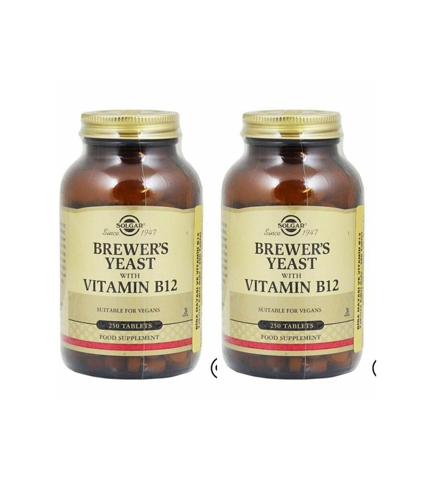 Solgar Brewer's Yeast With Vitamin B12 250 Tablets 2 Pieces