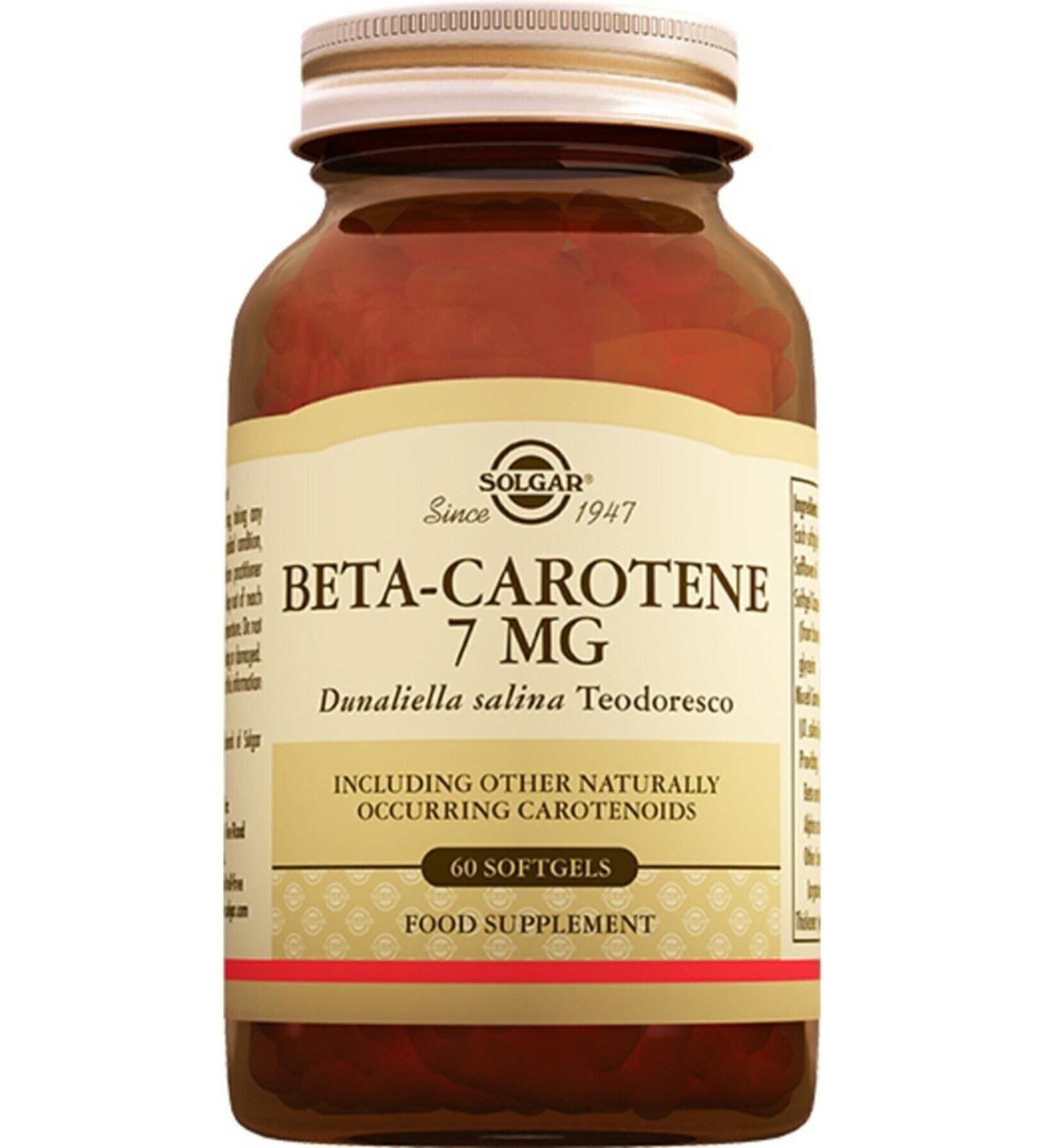 Solgar Beta Carotene 7 Mg 60 Capsules (CAROTENE) Skt:09-24 - Buy Online on GoSupps.com