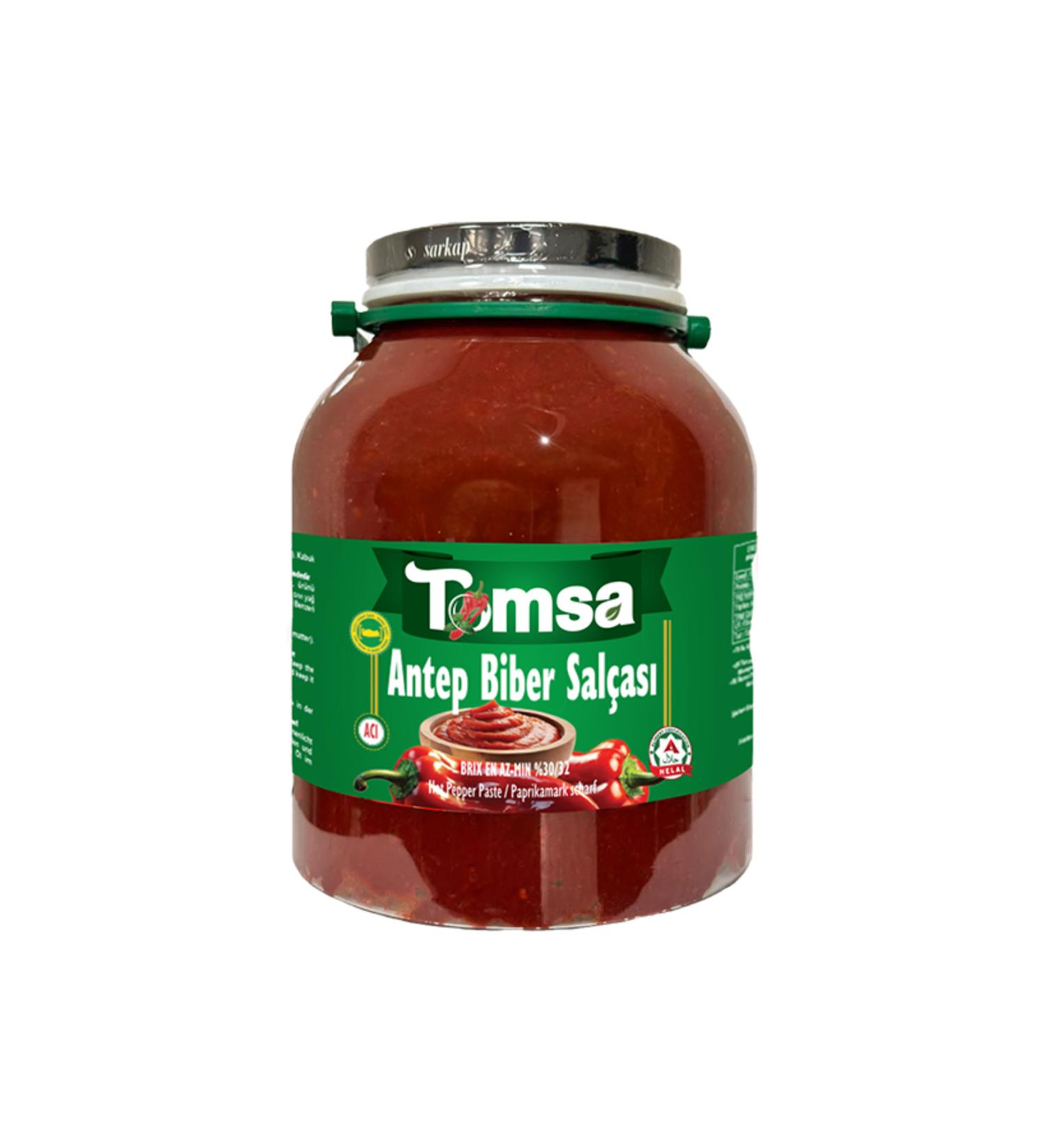 Tomart Tomsa Home Type G.antep Boiling Method Hot Pepper Paste Glass*pet 2800 gr