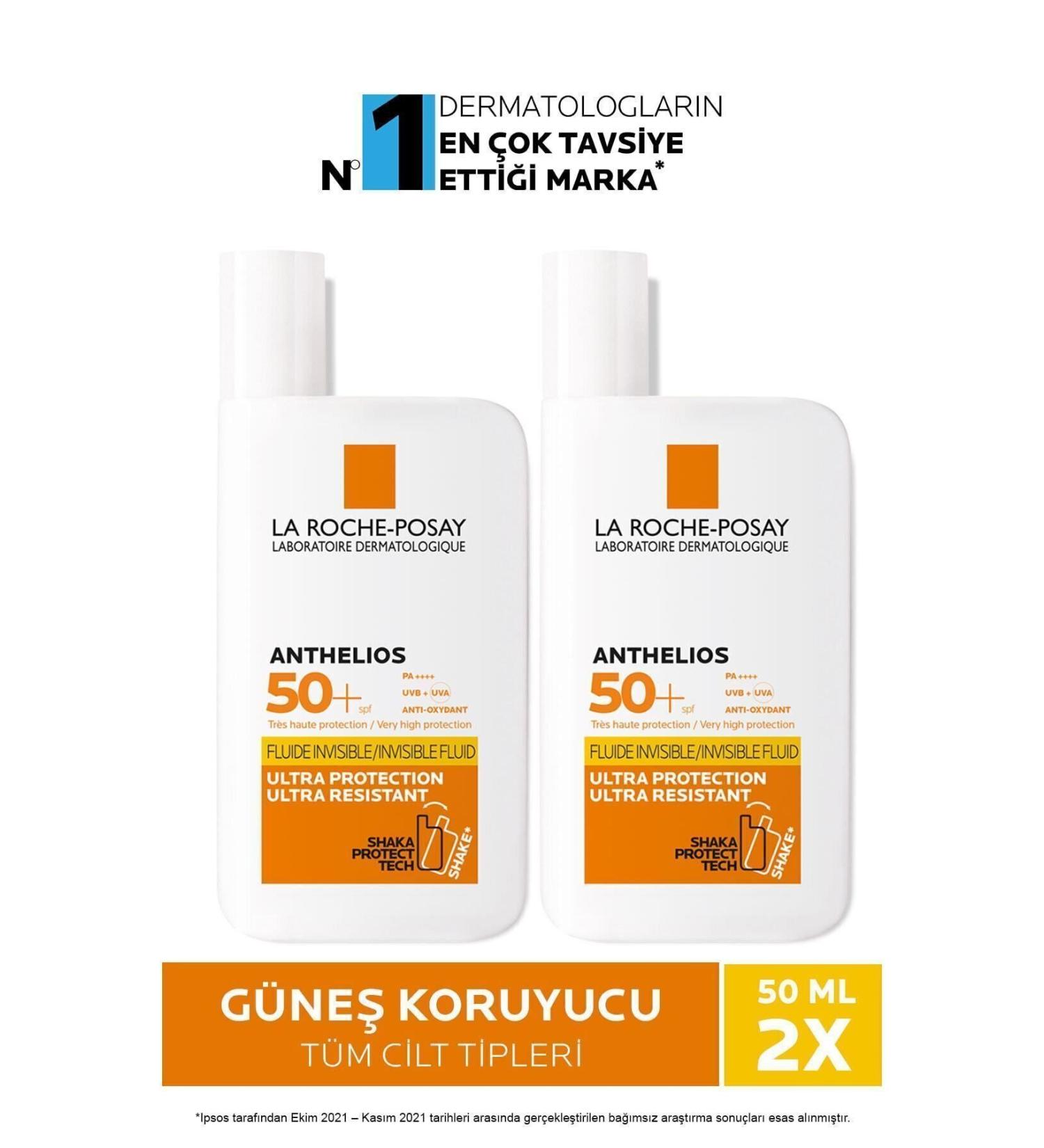 La Roche Posay Anthelios Invisible Fluid Face Sun Cream Skin Spf50+ High Protection 50 ml x 2 - Buy Online on GoSupps.com