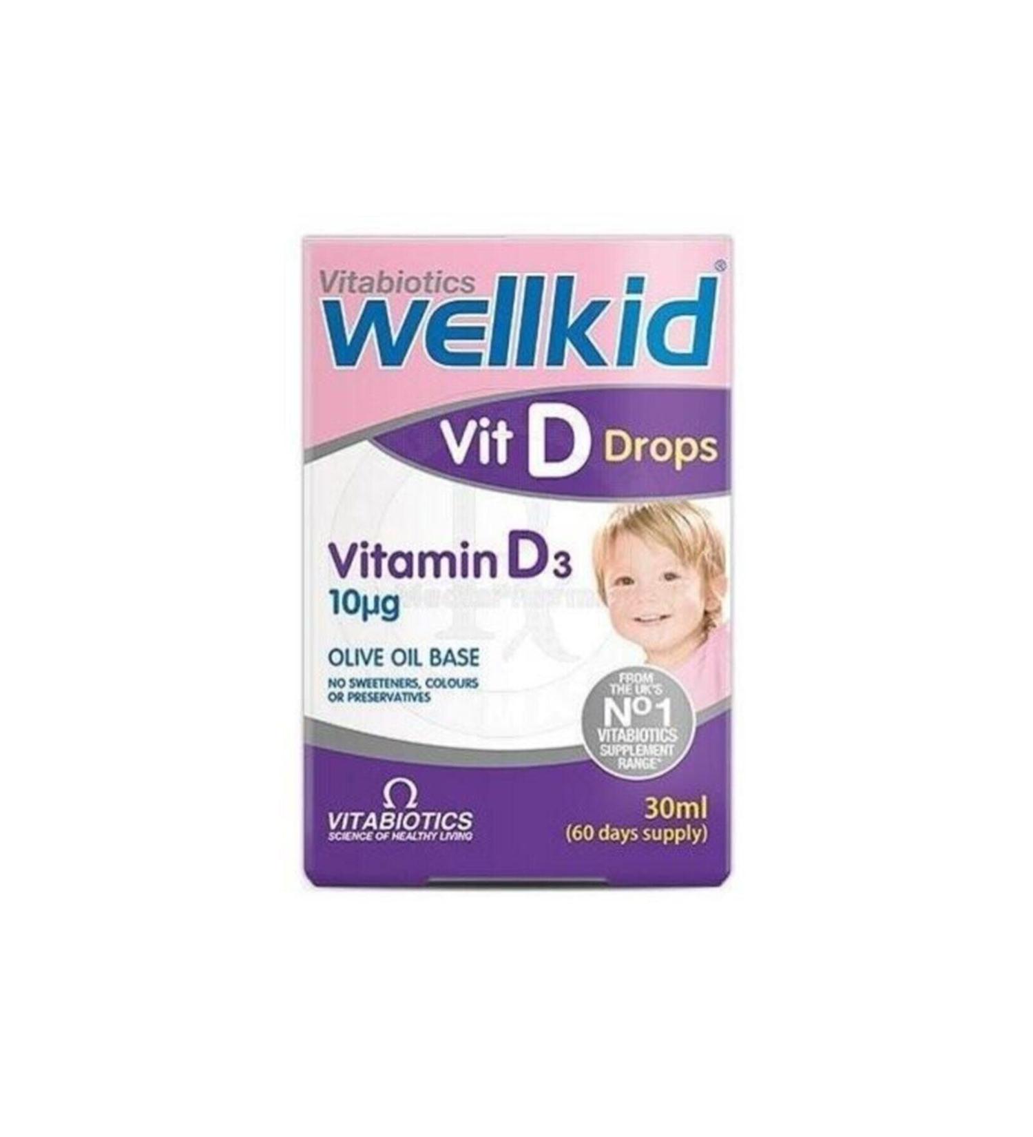 Vitabiotics Wellkid Vit D Drops Vitamin D3 10mcg 30ml Spray 5021265220038