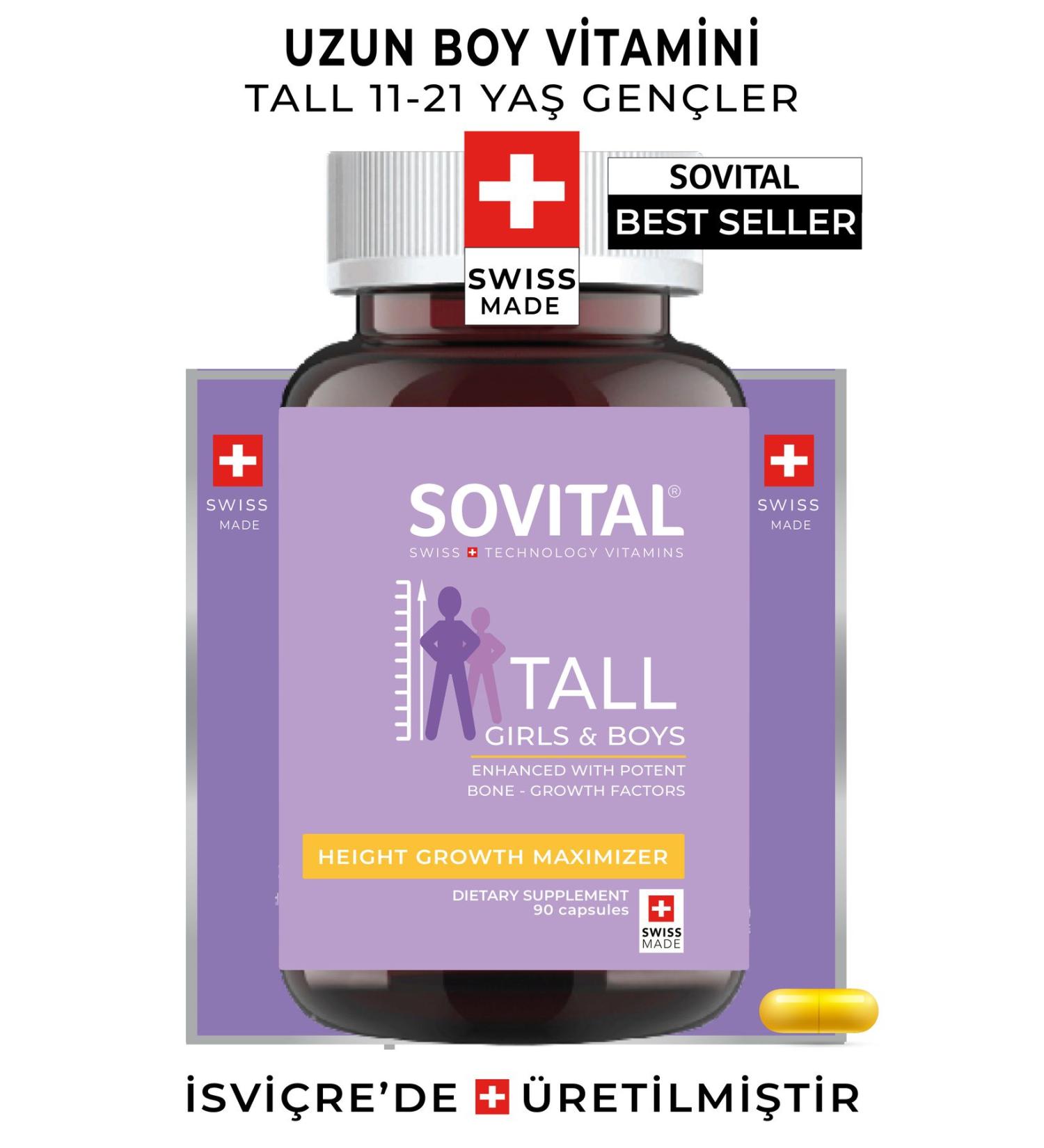SOVITAL Tall Helps to Increase Height 11-21 Years 90 Capsules - Buy Online on GoSupps.com