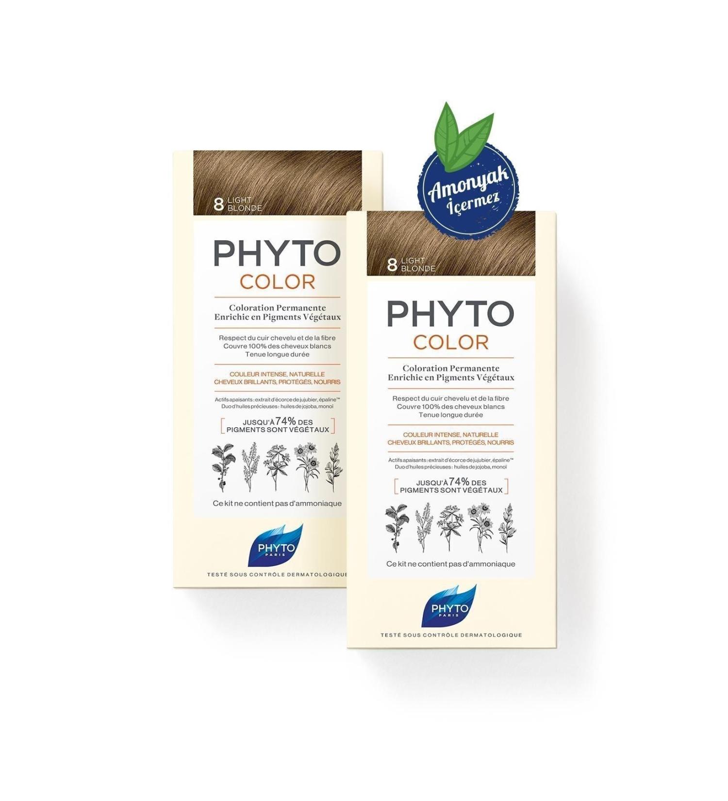 Phyto Phytocolor 8 Yellow Ammonia-Free Permanent Herbal Hair Dye Dual Advantage Set
