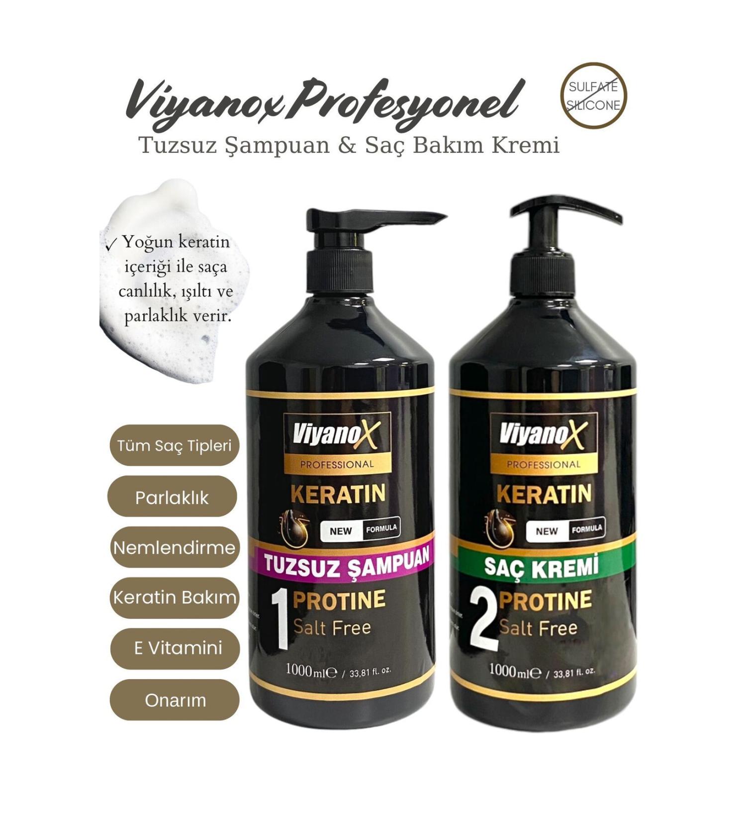 V YANOX Keratin Salt-Free Shampoo 1000 ml Keratin Care and Repair Conditioner 1000 ml - Buy Online on GoSupps.com