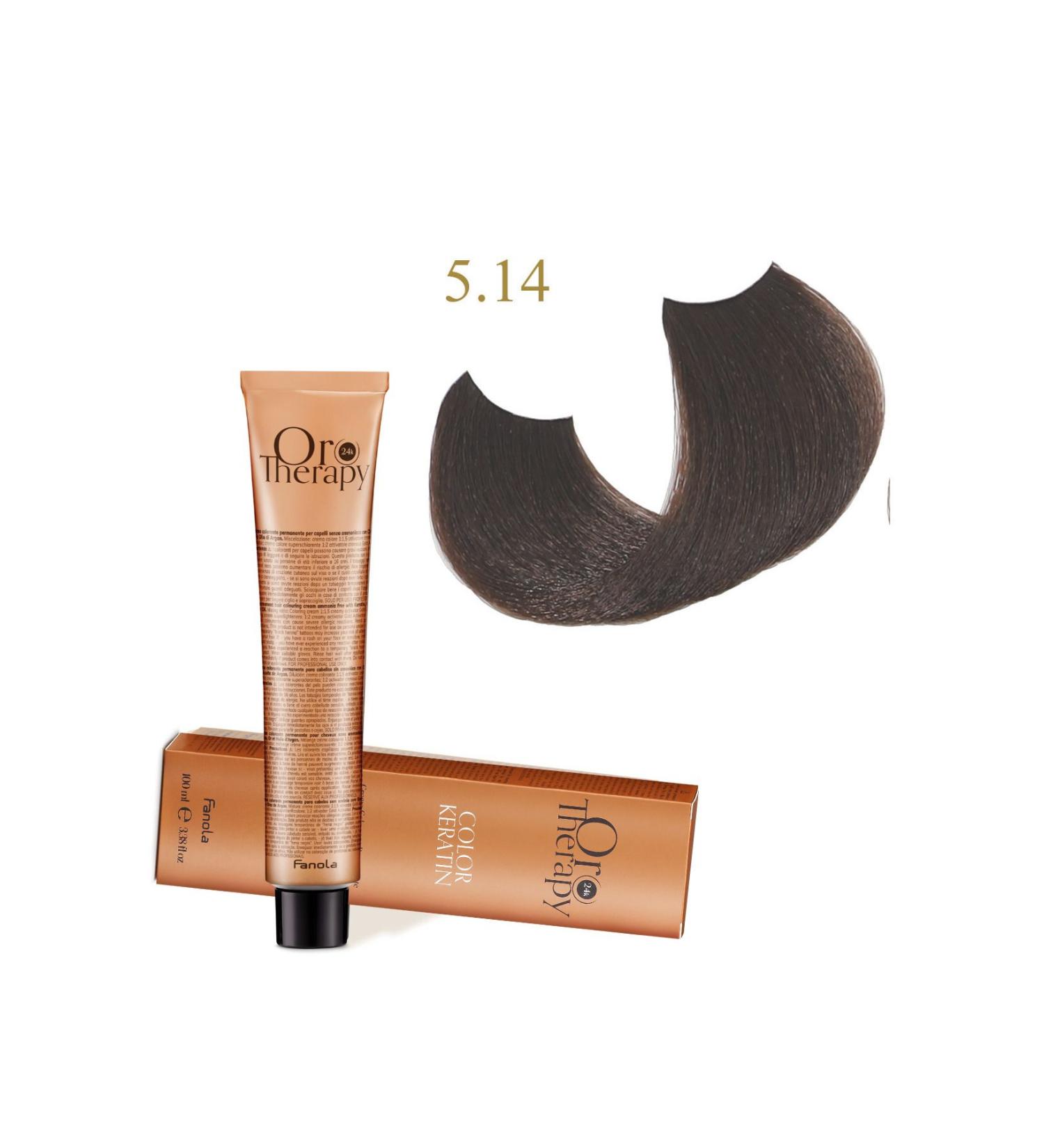 Fanola Oro Therapy 24k Color Keratin With Gold & Argan Oil 100ml (ammonia Free) 5.14 Extra Bitter Chocolate