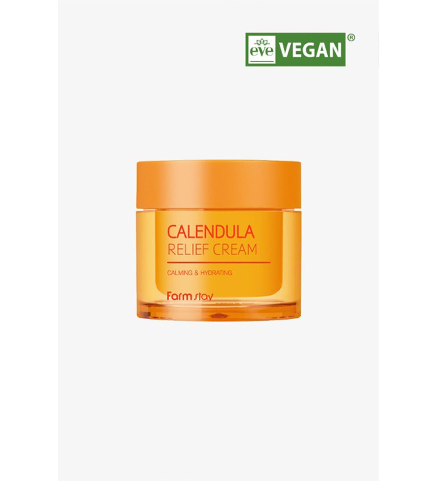 Farmstay Calendula Relief Cream/Vegan Moisturizer for Sensitive and Dry Skin 80 ml - Buy Online on GoSupps.com