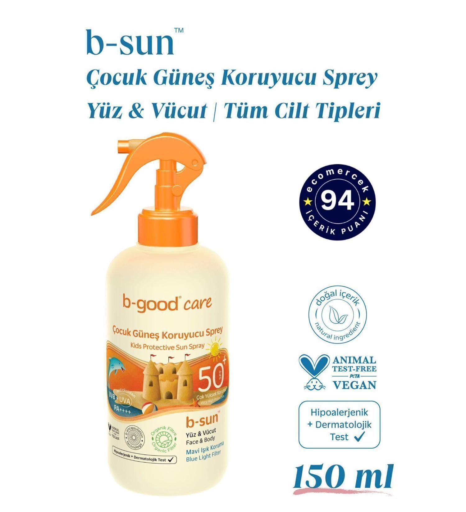 b-good care Baby & Child Sun Spray SPF 50+ for Face & Body 150 ml - Buy Online on GoSupps.com