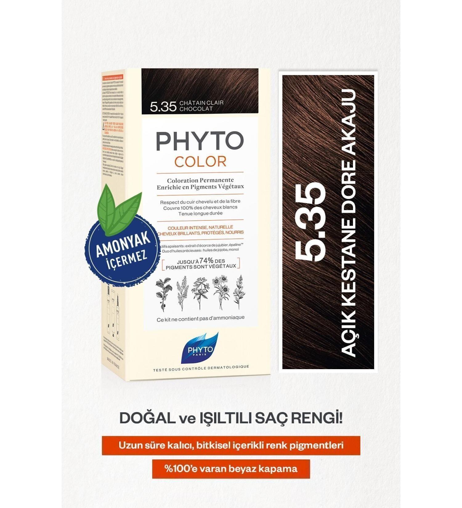 Phyto Phytocolor 5.35 Light Chestnut Dore Akaju Ammonia-Free Permanent Herbal Hair Dye - Buy Online on GoSupps.com