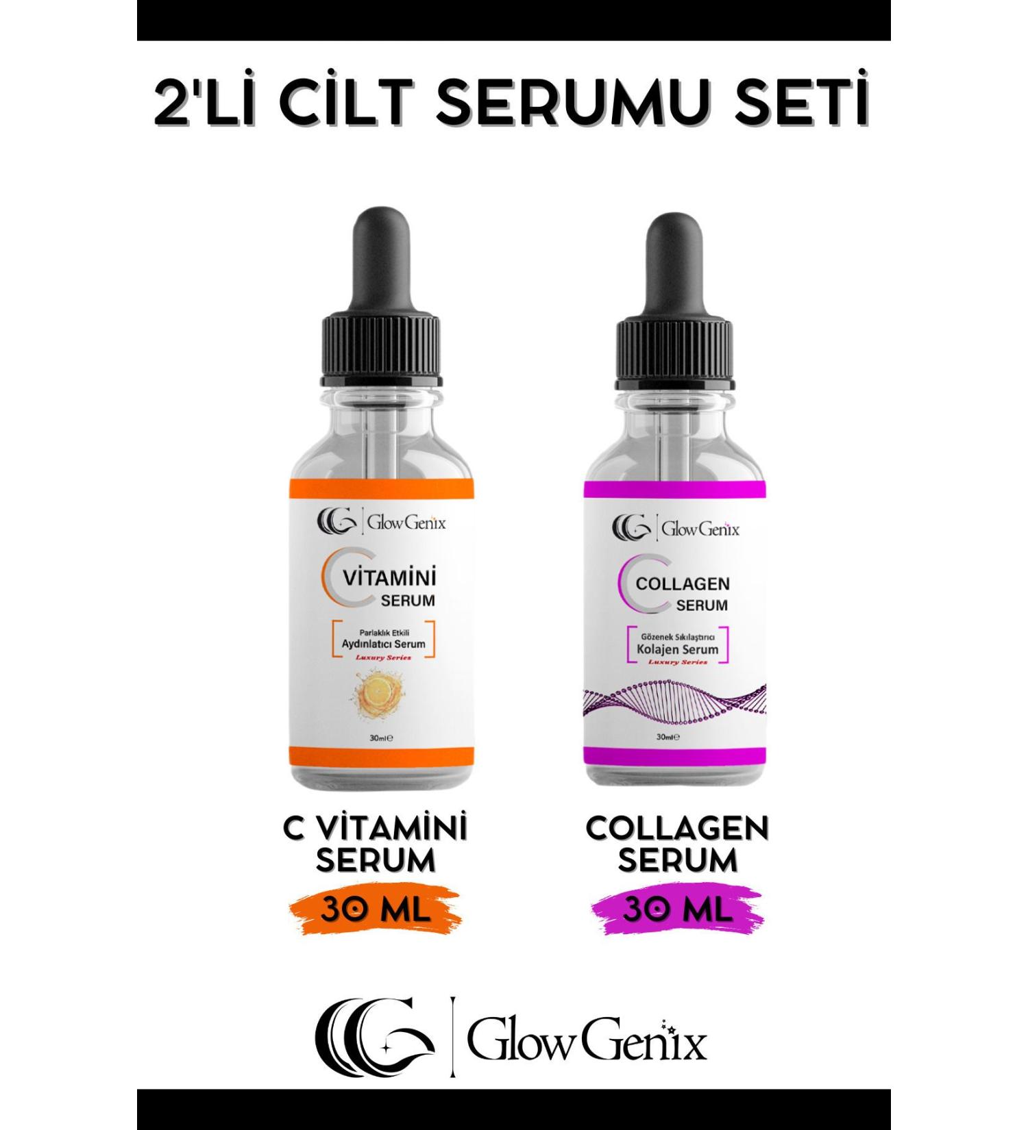Glow Genix GlowGenix 2-Piece Skin Serum Set | Vitamin C Serum | Collagen Serum