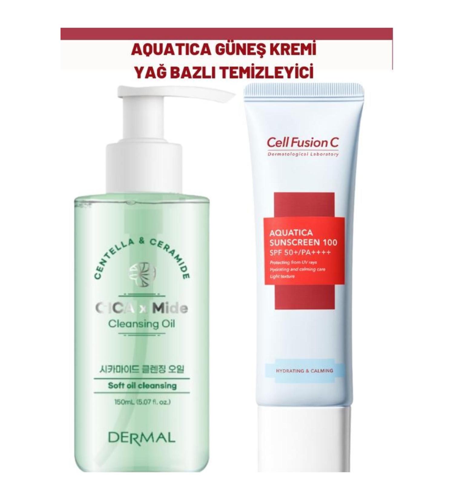 Cell Fusion C Aquatica High Protection Sunscreen and Dermal Oil-Based Cleanser for All Skin Types