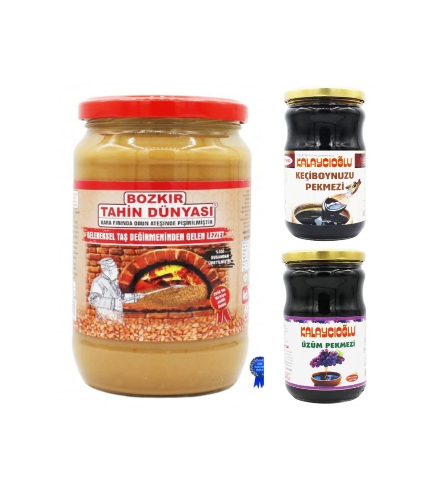 Kalayc o lu Bozk r Double Roasted Tahini Glass 700 gr - Carob Molasses Glass 800 gr - Grape Molasses Glass 800gr