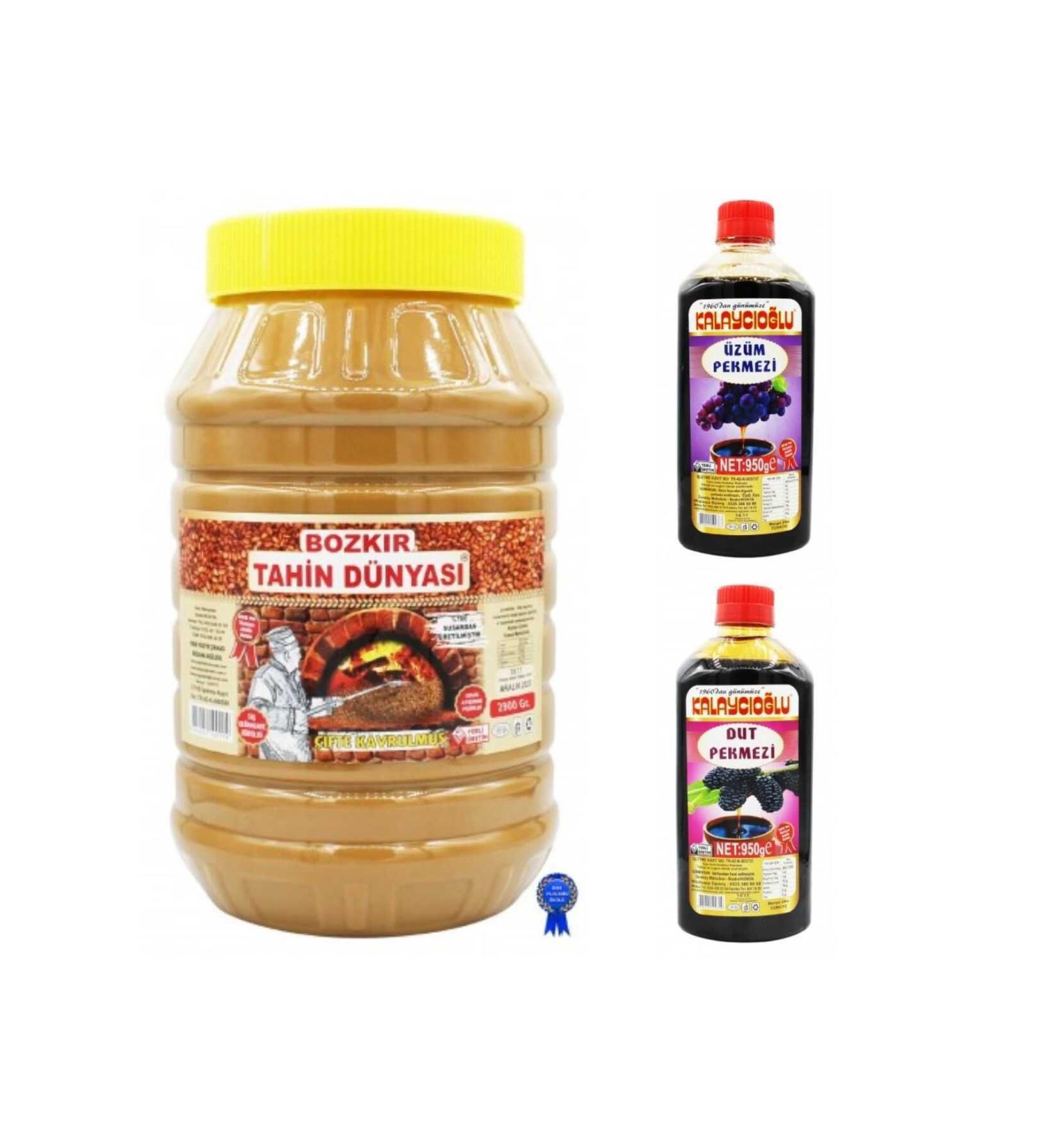 Kalayc o lu Bozk r Double Roasted Tahini without bran 2900 gr - Grape Molasses 950 gr - Mulberry Molasses 950 gr