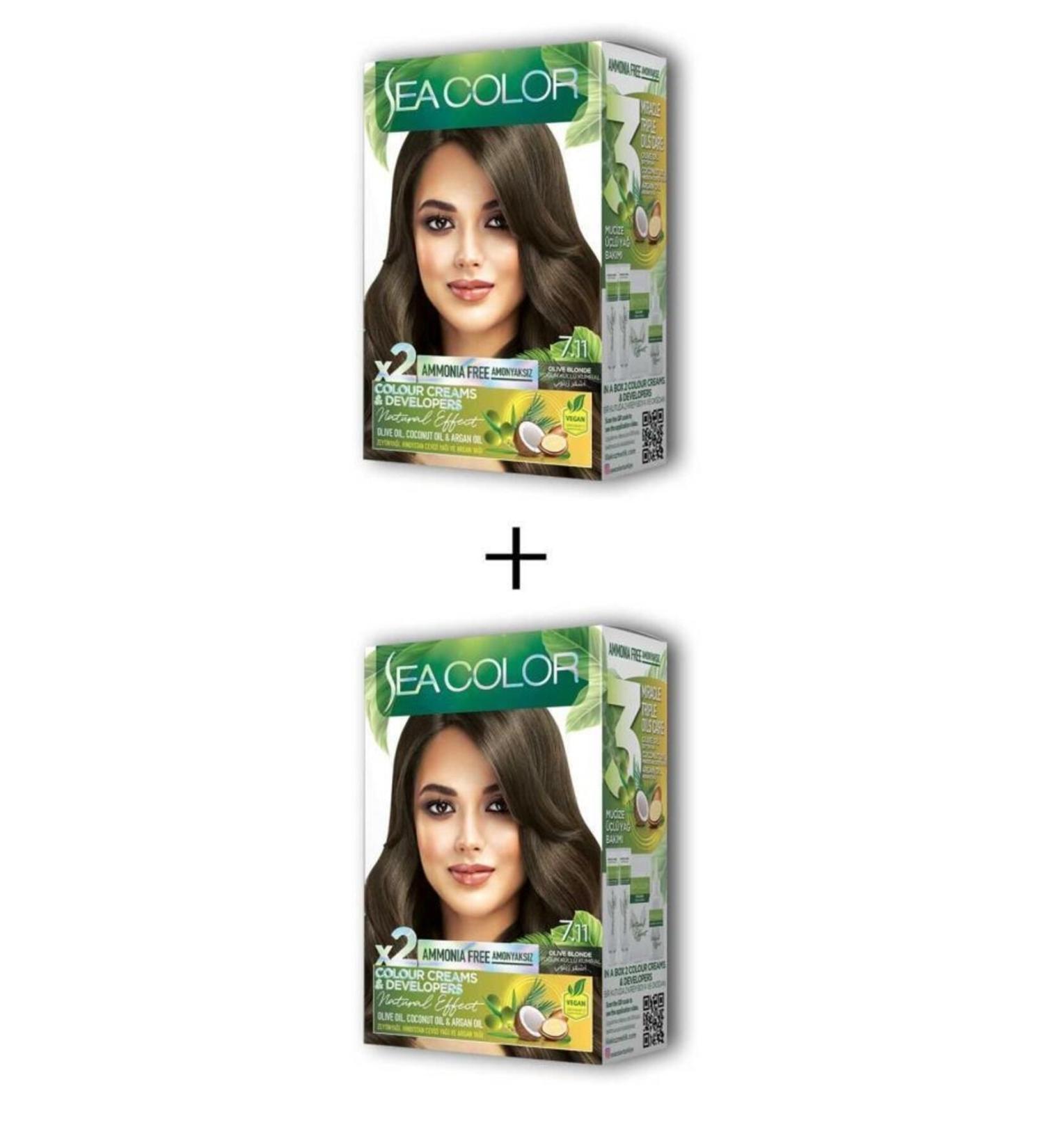 Sea Color 2X2 Tube Cream Hair Dye Set Intense Ash Blonde No: 7.11 - Buy Online on GoSupps.com