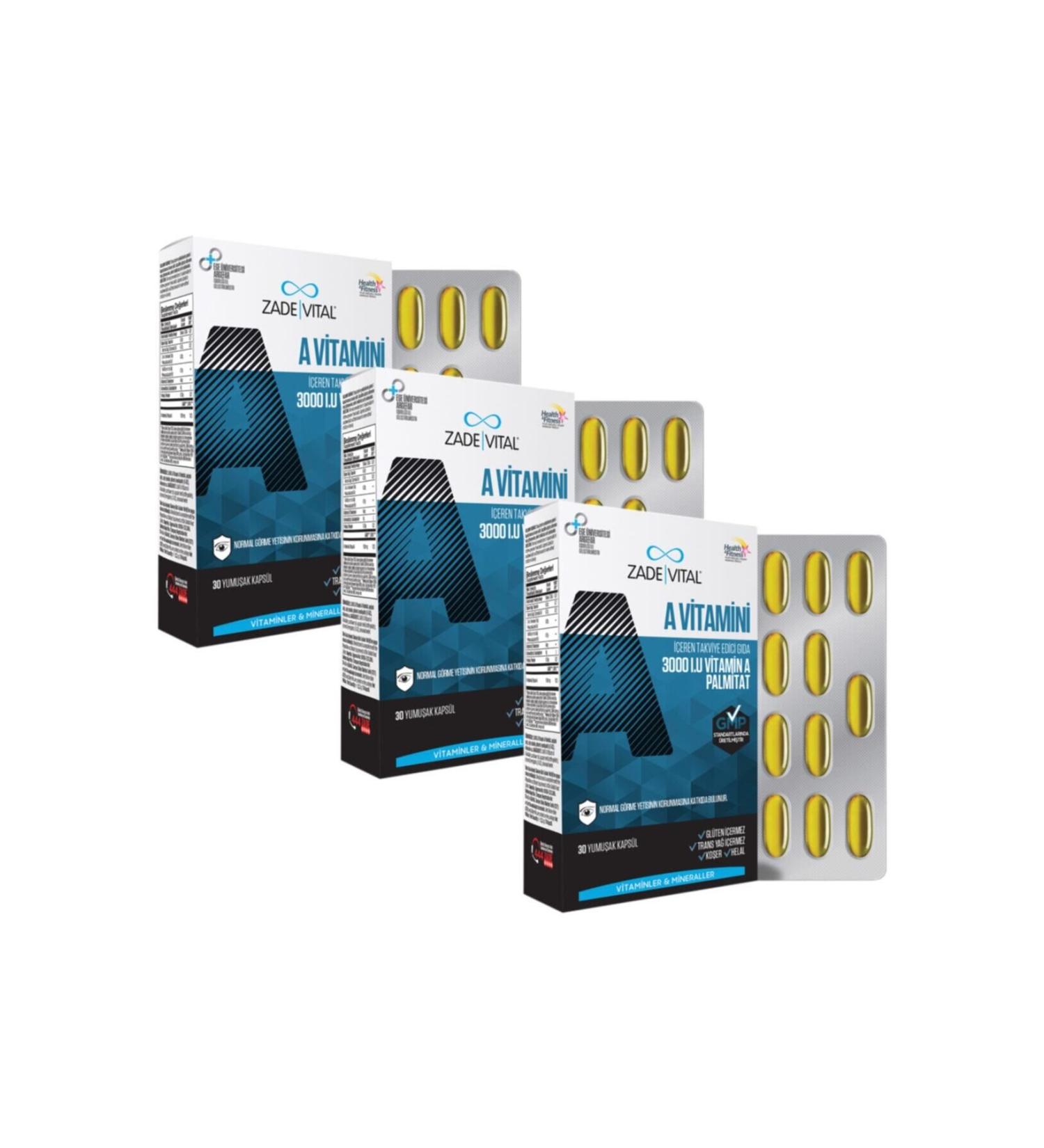 Zade Vital Vitamin A (3 Boxes) 90 Capsules