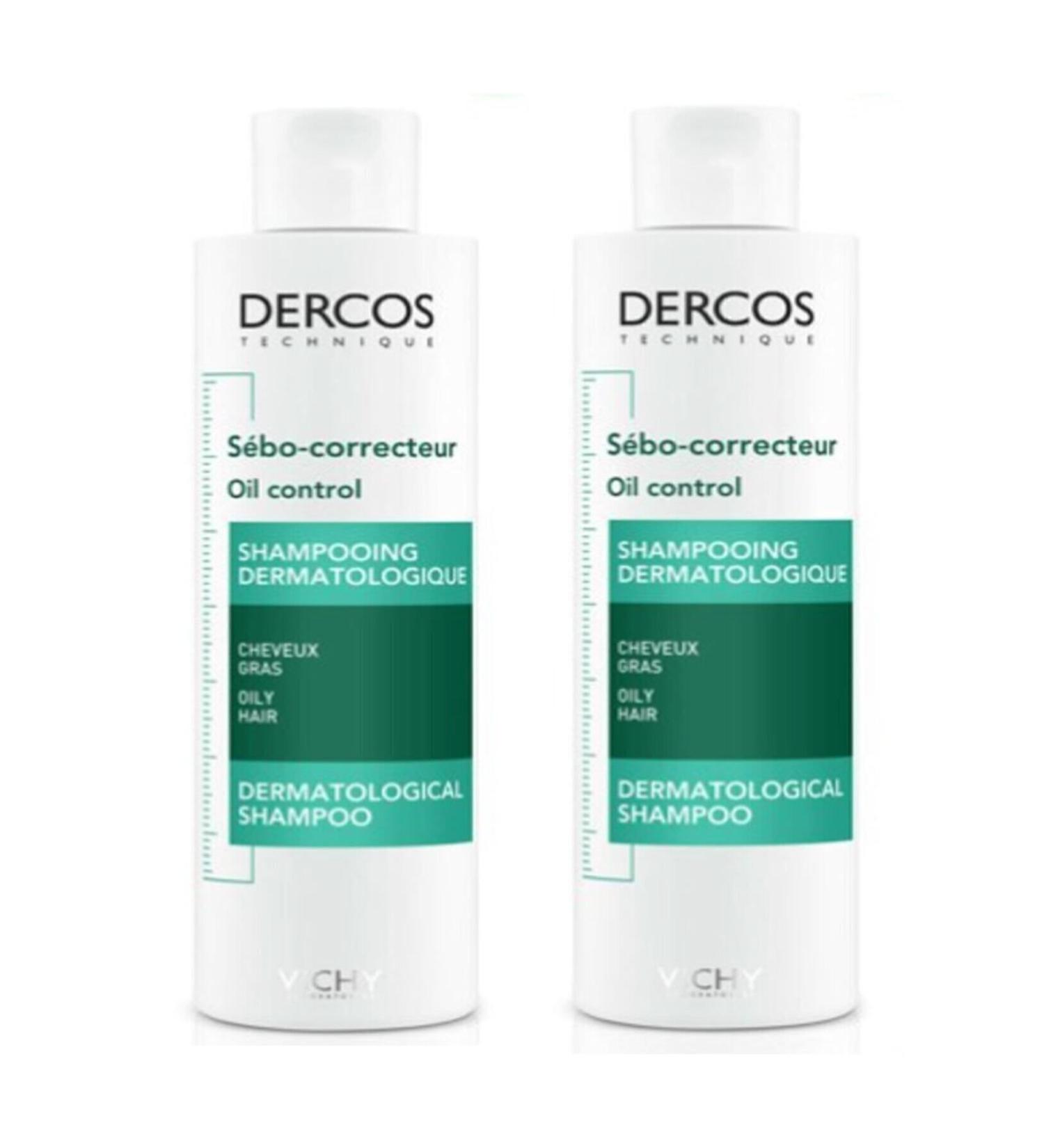 Vichy Dercos Oil Control Anti-Oily Effective Care Shampoo 200 ml X 2 3337871311347