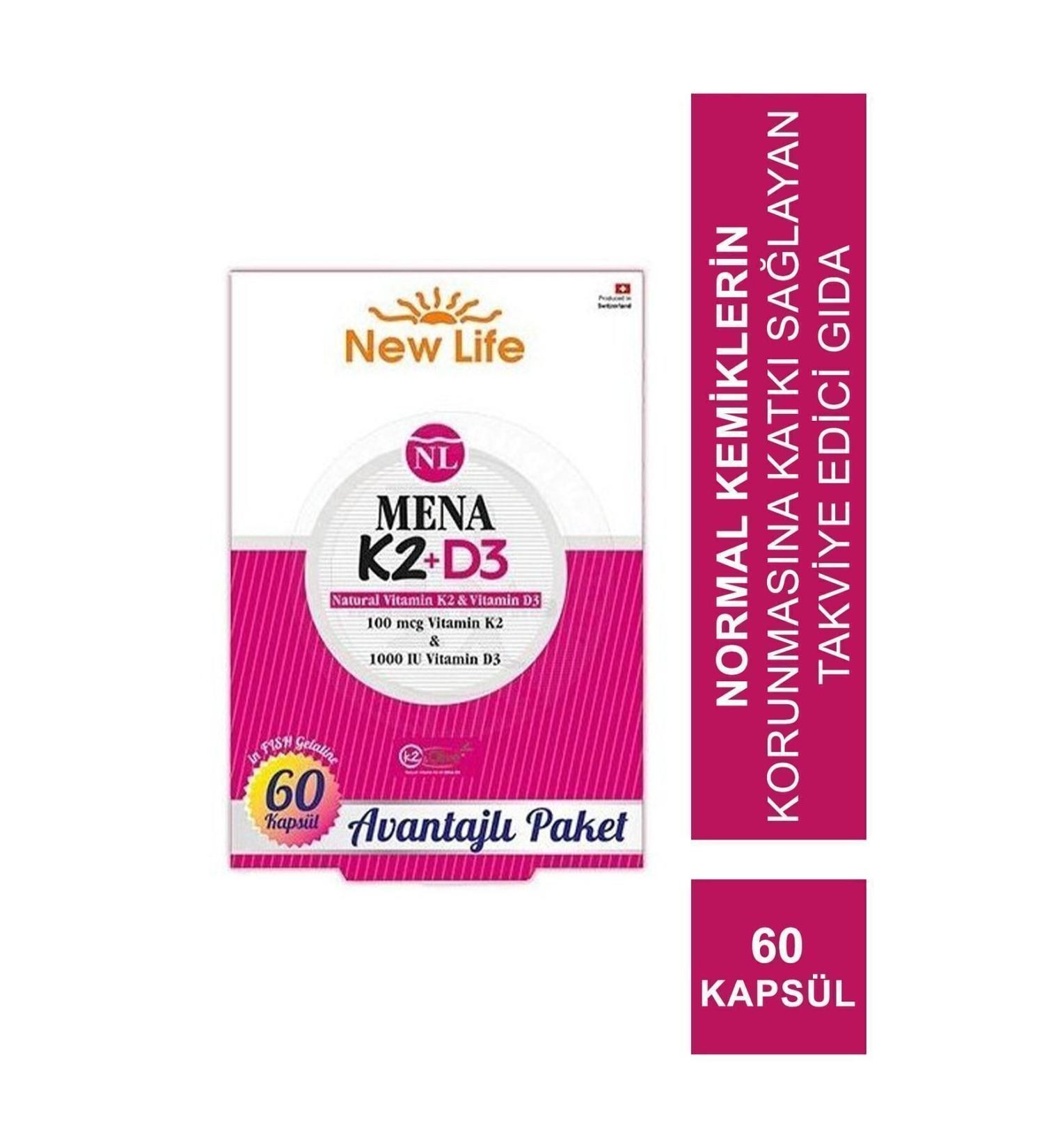 New Life Newlife Mena K2 D3 60 Capsules