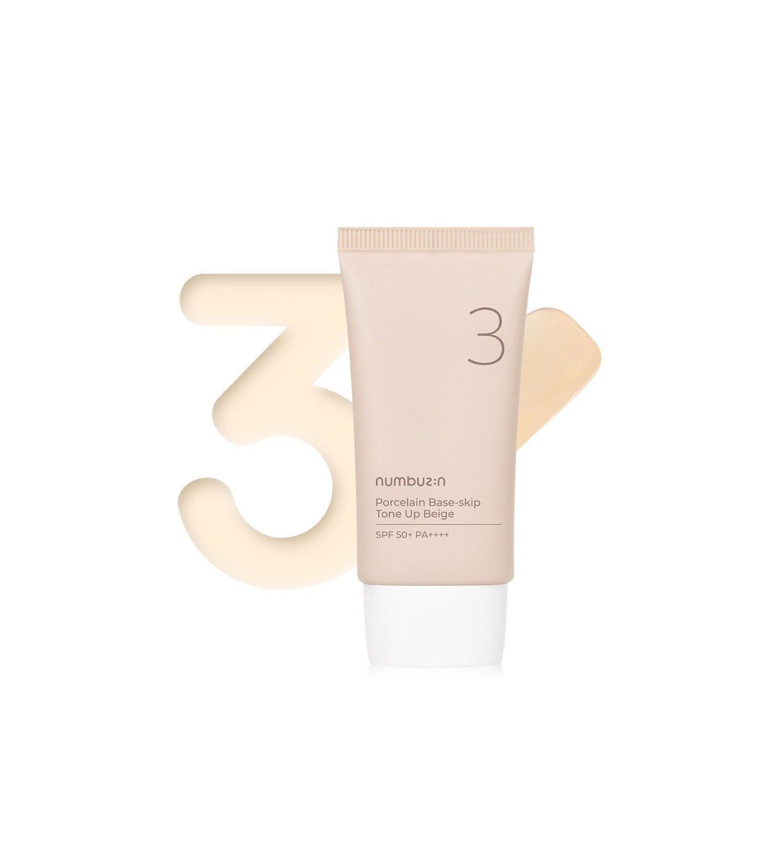 Numbuzin No.3 Porcelain Base-skip Tone Up Beige Tone Equalizing Sunscreen 50ml - Buy Online on GoSupps.com