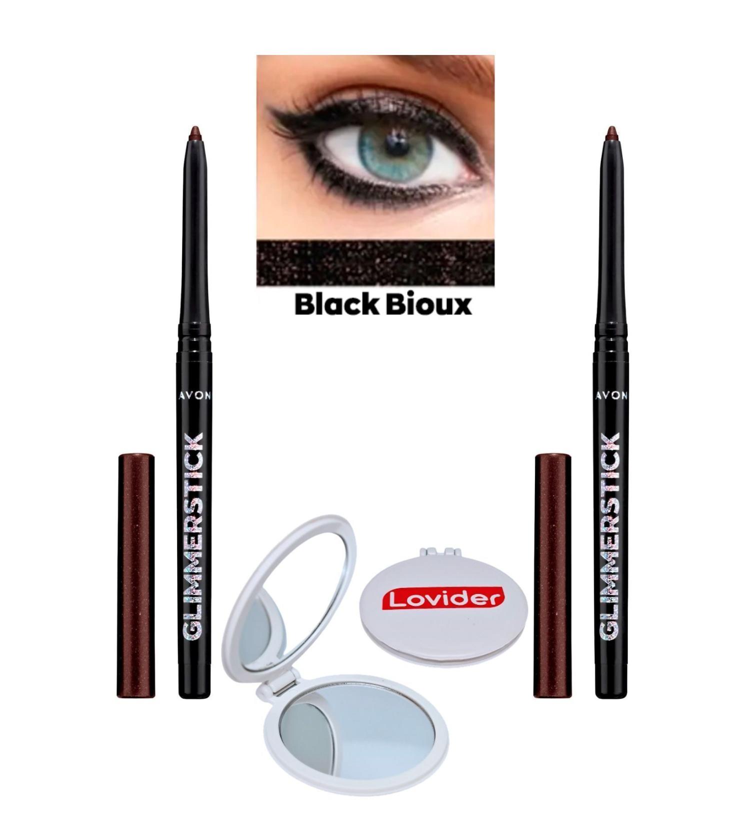 Avon Glimmerstick Lift Eyeliner Glitter - Black Bioux 2 Pack + Lovider Pocket Mirror - Buy Online on GoSupps.com