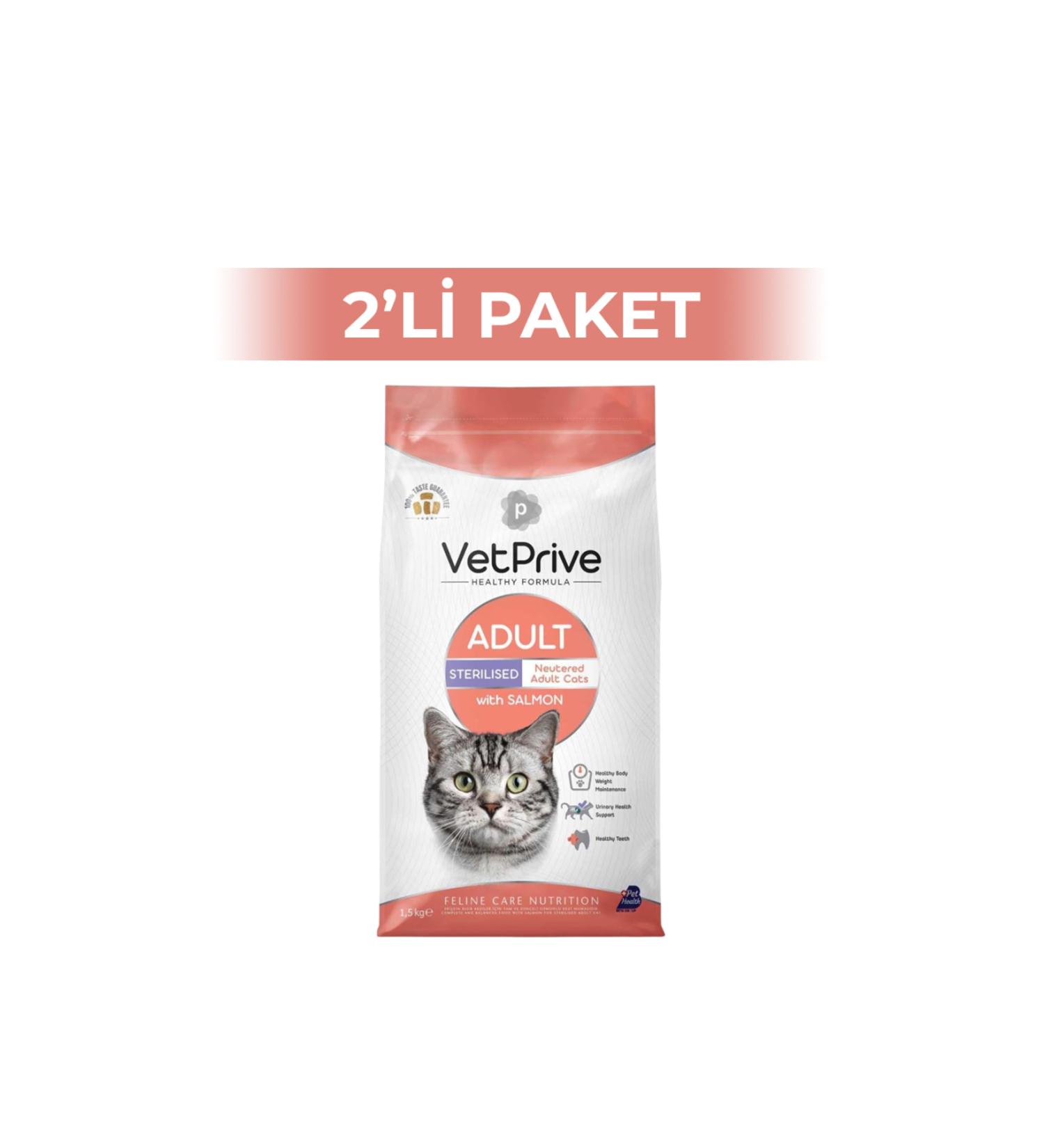 VetPrive Vet Prive Sterilized Salmon Adult Sterilized Cat Food 1.5 kg 2 Pieces