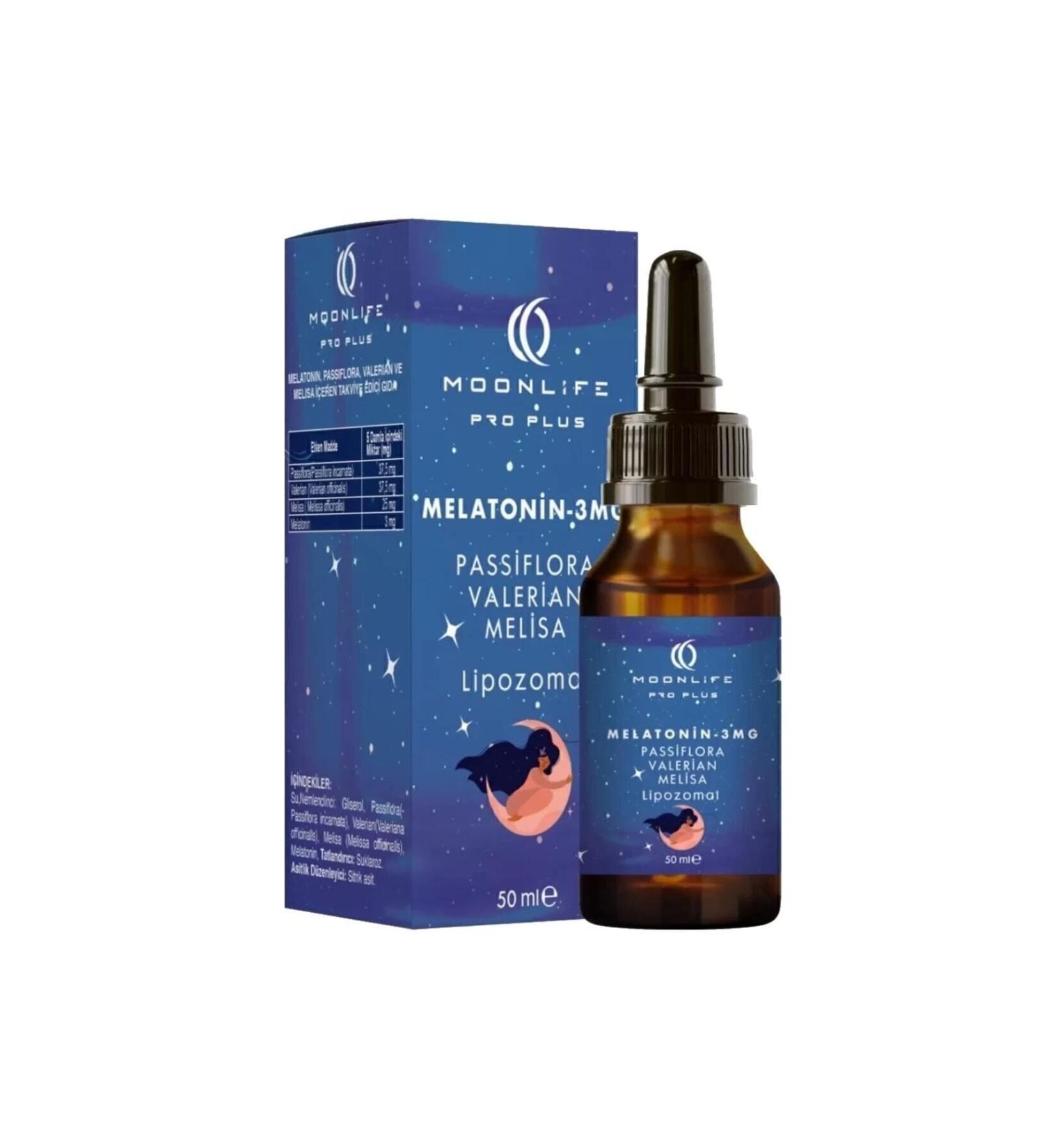 MOONLIFE PRO PLUS Moon Life Melatonin Passiflora Melissa Valerian Liposomal Drops 3mg 50ml