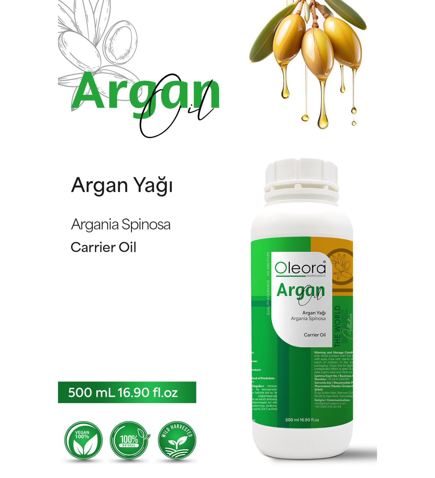 Oleora Argan Oil Pure Fixed Oil (ARGAN OIL) Carrier Oil Pure 500 ml