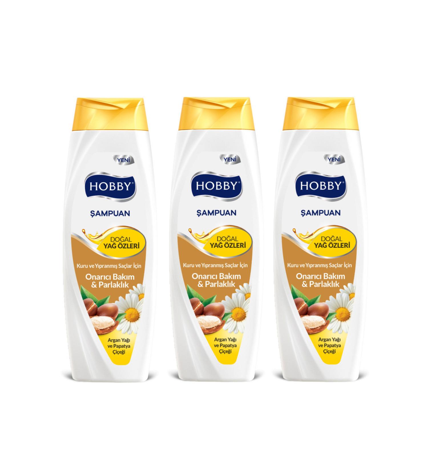 Hobby Shampoo Argan Oil and Chamomile Flower 600 Ml 3 Pieces