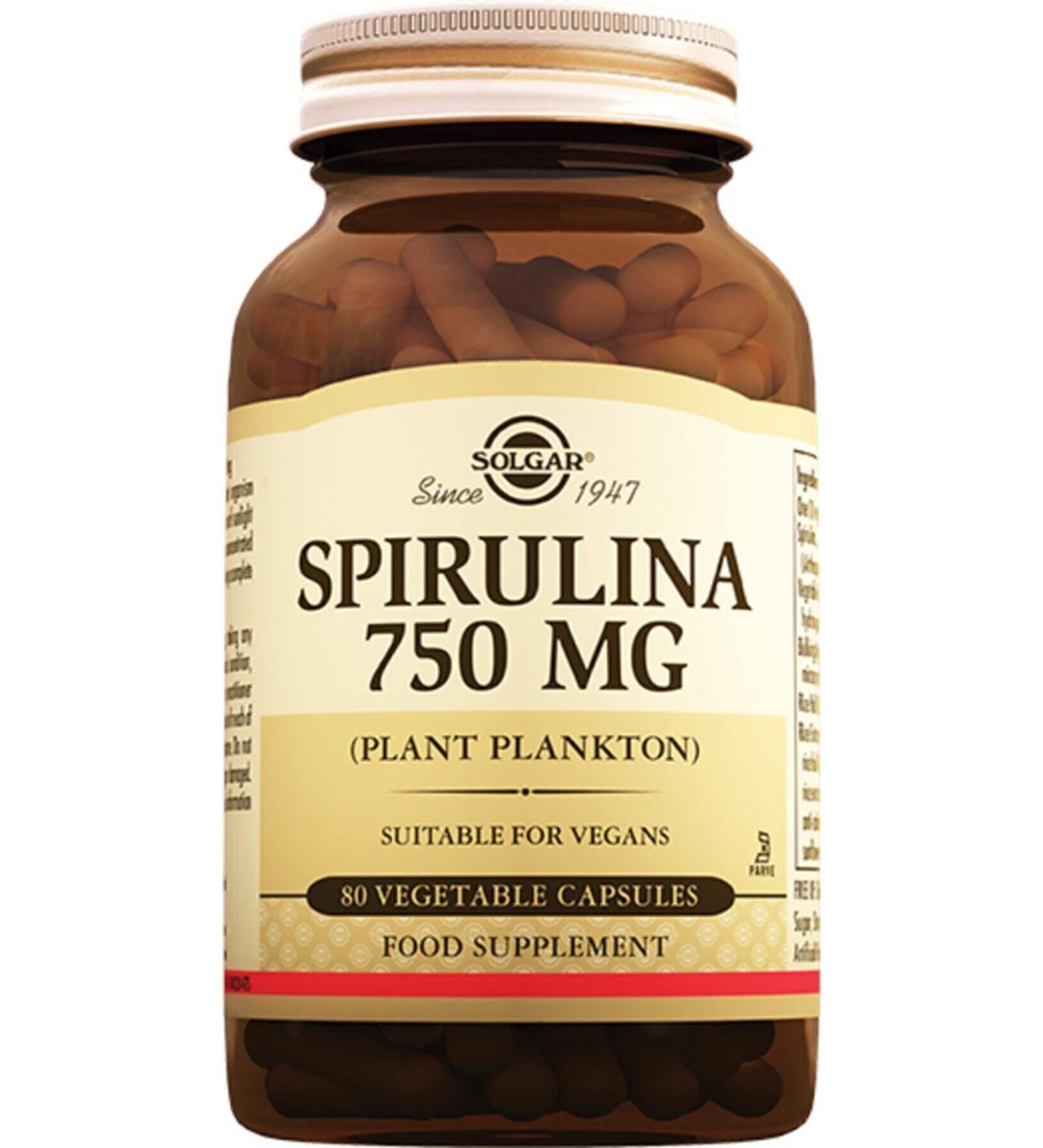 Solgar Spirulina 750 Mg 80 Capsules Siprulina E-vital