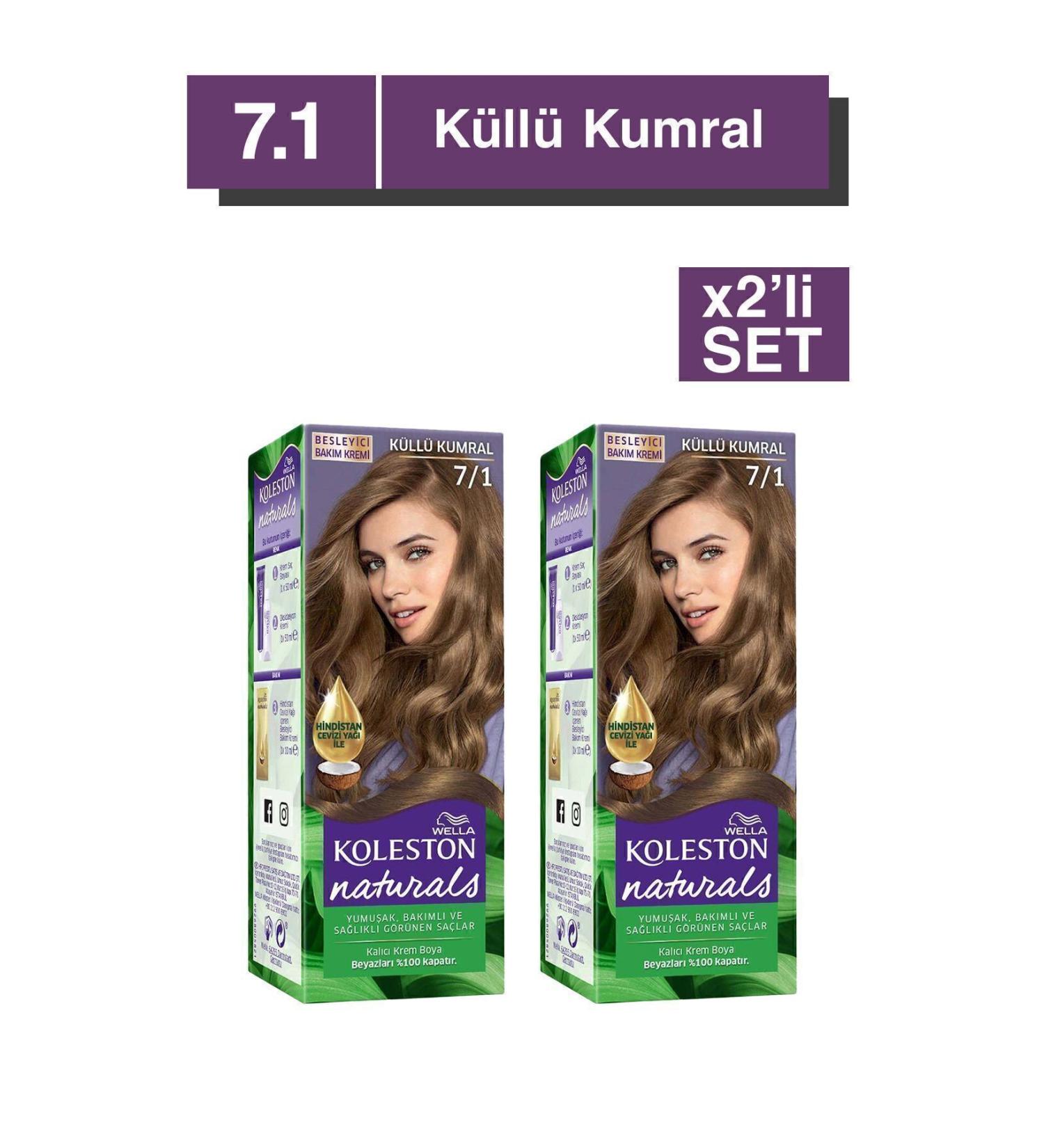 Wella Koleston Naturals Hair Dye 7/1 Ash Blonde X2 Set - Buy Online on GoSupps.com