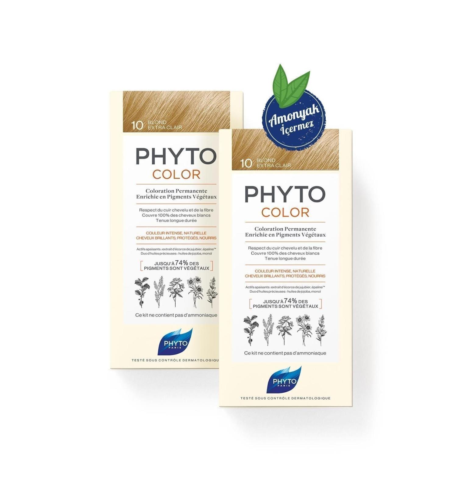 Phyto Phytocolor 10 Very Light Blonde Ammonia-Free Permanent Herbal Hair Dye Dual Advantage Set