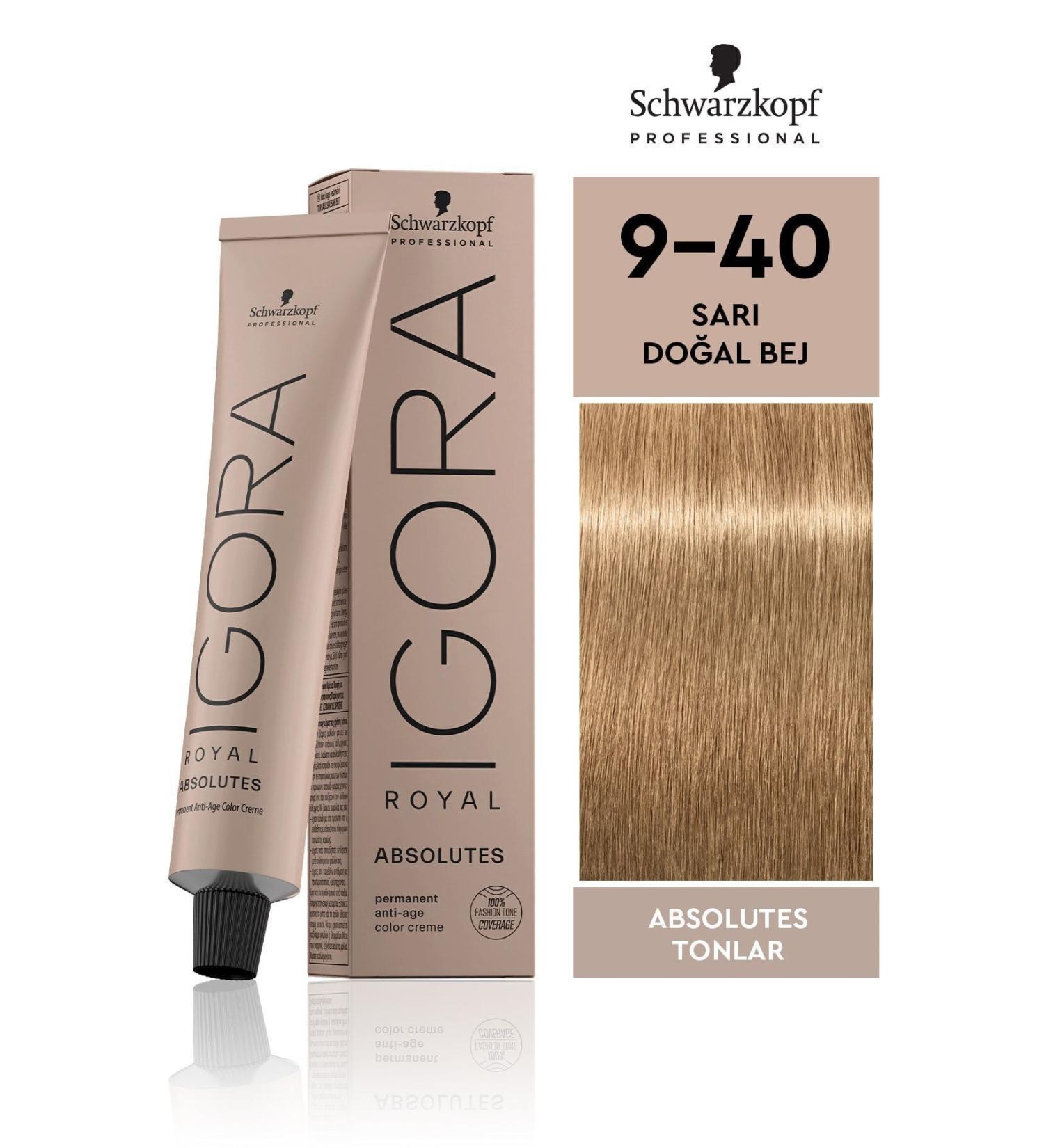 Igora Royal Absolutes Shades 9-40 Blonde - Natural Beige Hair Dye 60ml - Buy Online on GoSupps.com