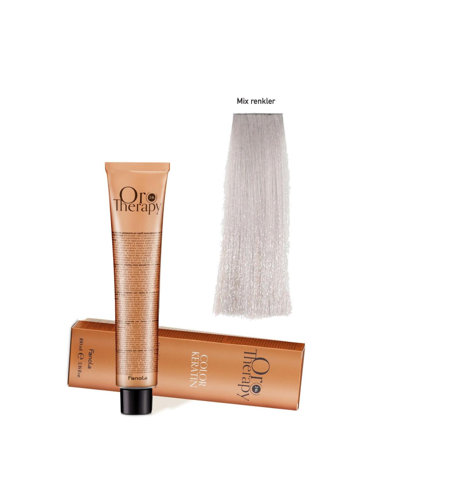Fanola Oro Therapy 24k Color Keratin With Gold & Argan Oil 100ml (ammonia Free) Mix Color Silver