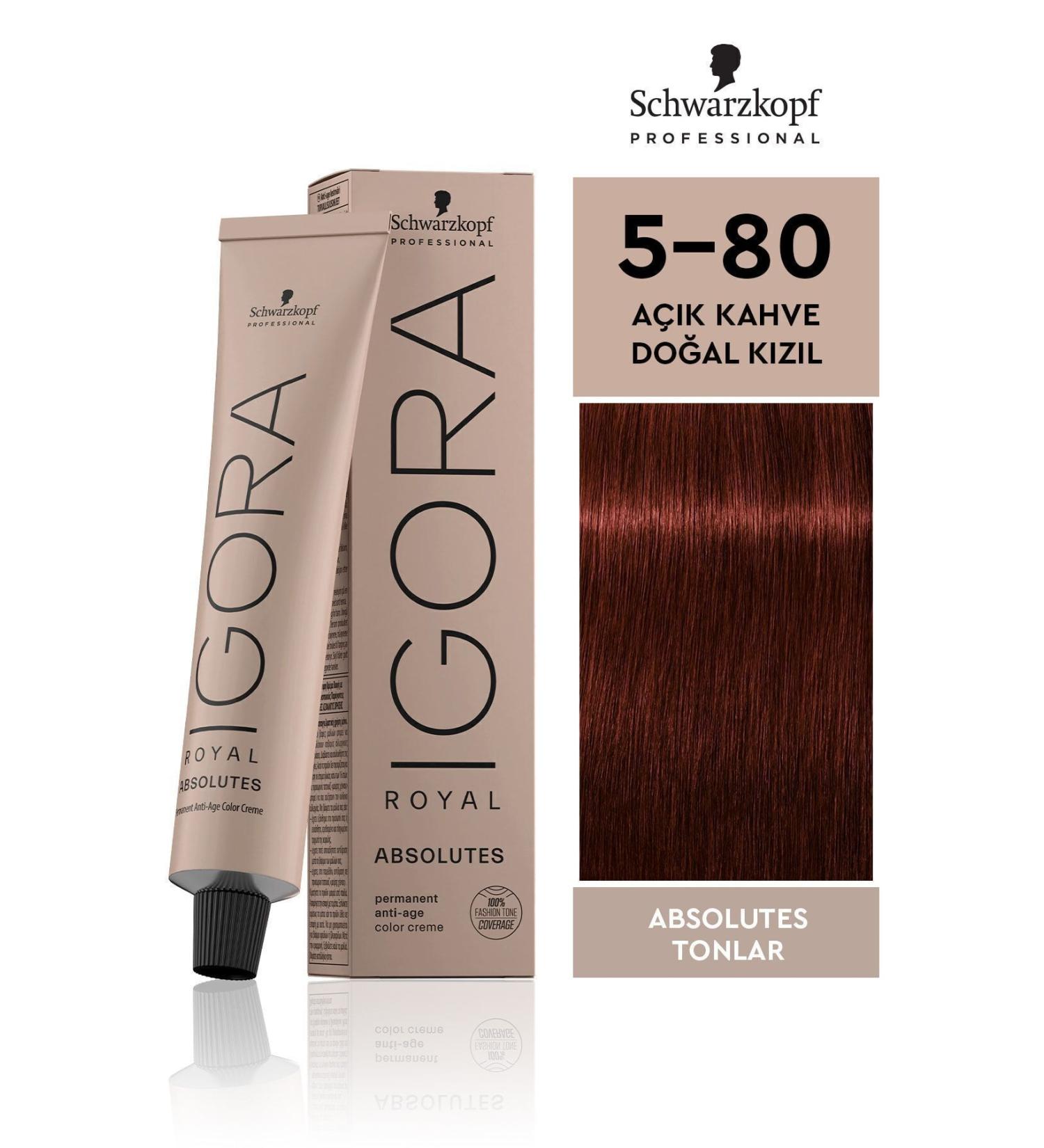 Igora Royal Absolutes Shades 5-80 Light Brown - Natural Red Hair Dye 60 ml - Buy Online on GoSupps.com