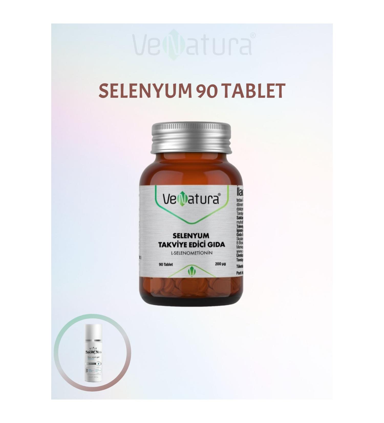Venatura Selenium Supplementary Food L-Selenomethionine 90 Tablets (1 PIECE) + 1 FACE CLEANSING GEL