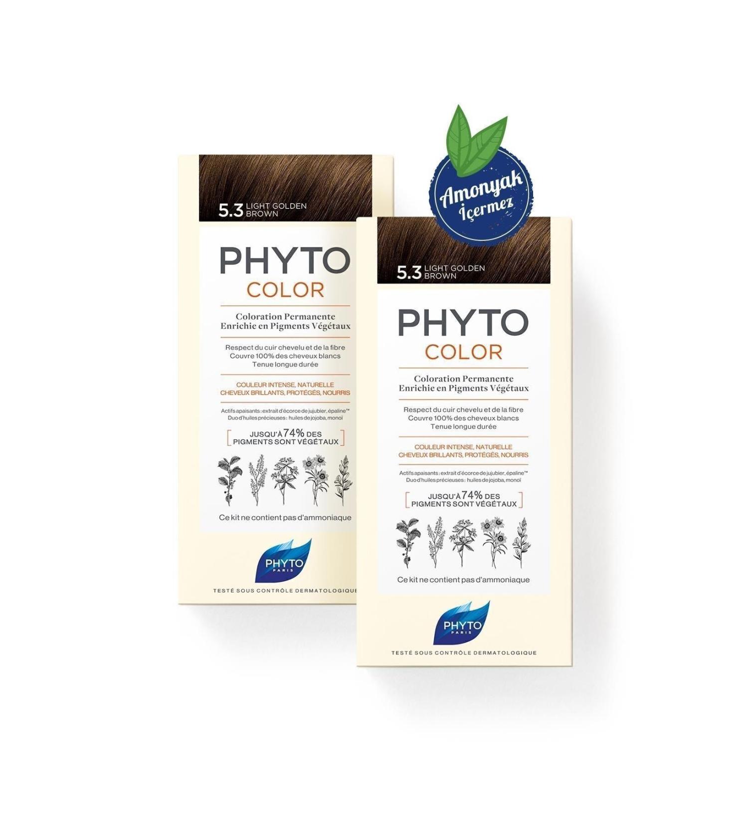 Phyto Phytocolor 5.3 Light Chestnut Dore Ammonia-Free Permanent Herbal Hair Dye Dual Advantage Set
