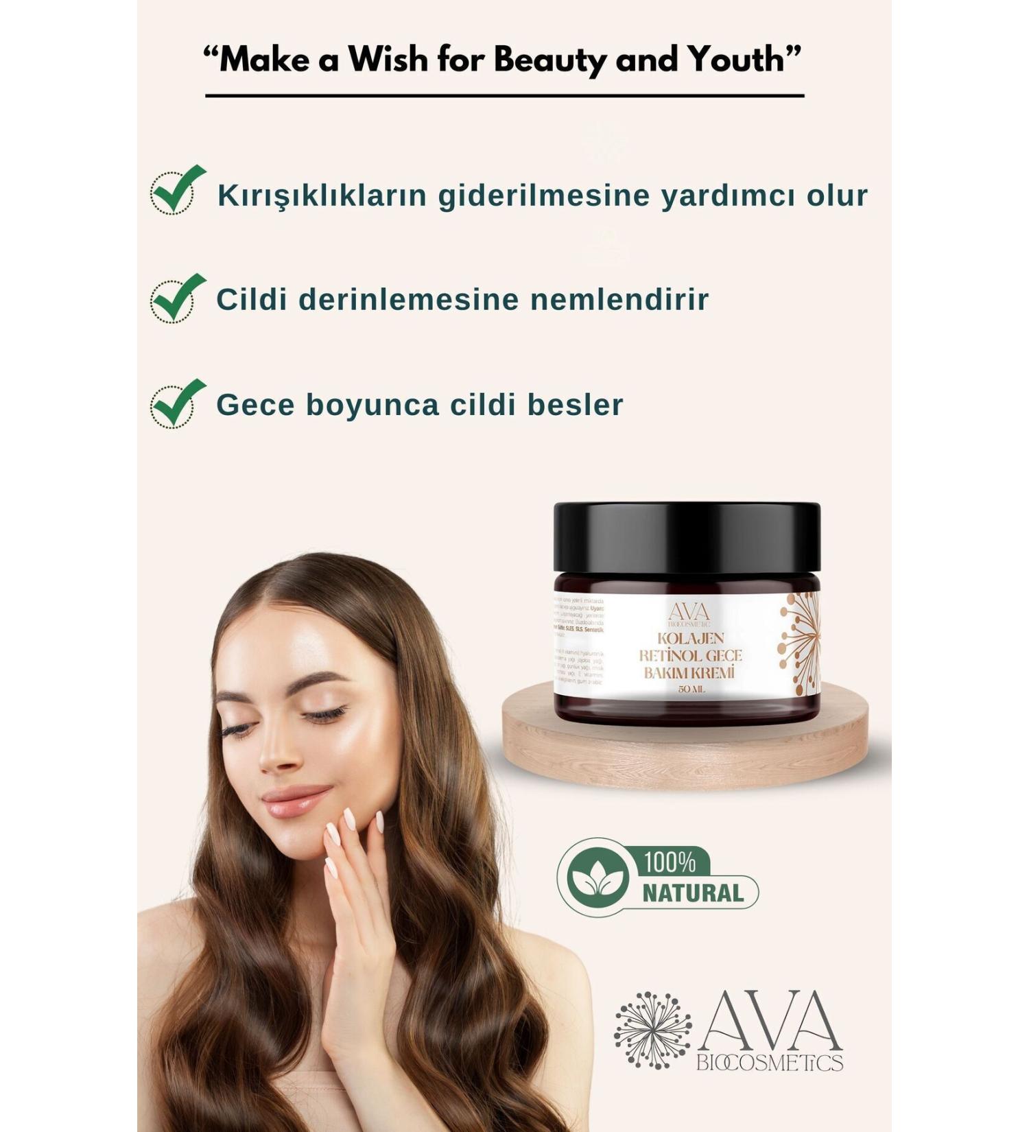 AvA Bio Cosmetics Ava Natural Retinol - Collagen Peptide Night Care Cream - Buy Online on GoSupps.com