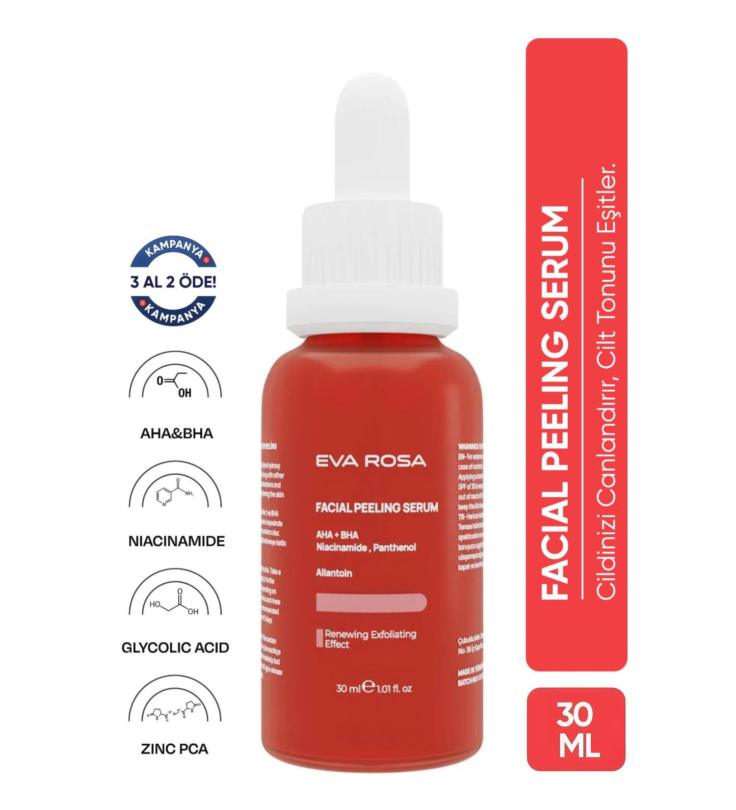 Eva Rosa Aha & Bha Revitalizing & Skin Tone Equalizing Red Peeling Skin Serum 30 ml - Buy Online on GoSupps.com