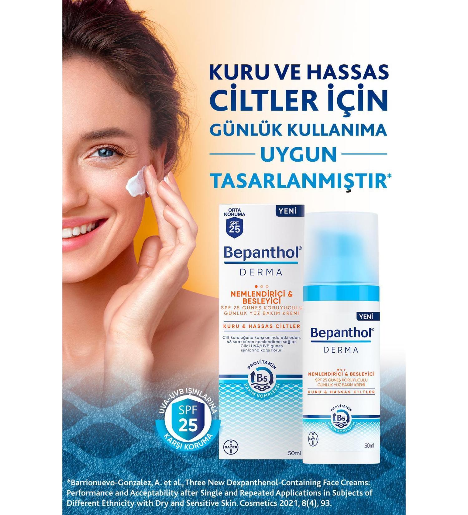 Bepanthen Derma Moisturizing & Nourishing Spf25 Sunscreen Daily Face Care Cream - Dry Sensitive - Buy Online on GoSupps.com