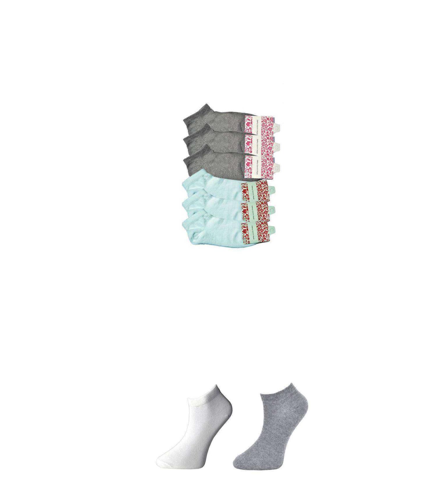Skygo Grey and White Women's Ankle Socks 6 pairs