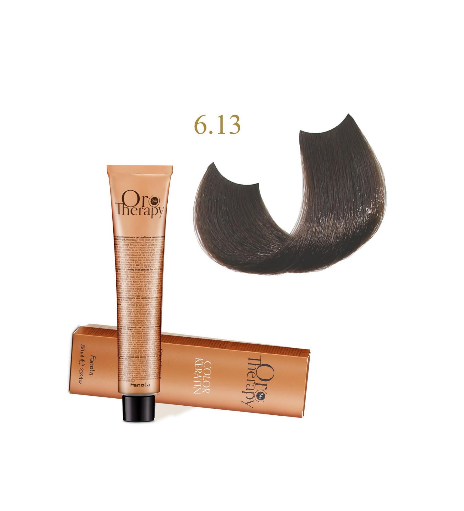 Fanola Oro Therapy 24k Color Keratin With Gold & Argan Oil 100ml (ammonia Free) 6.13 Dark Blonde Beige