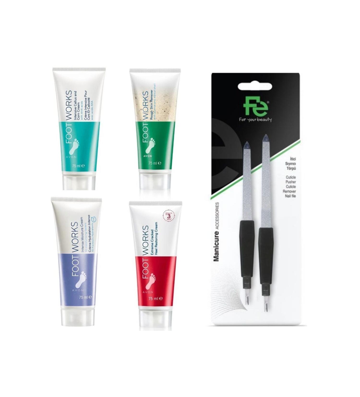 Avon Foot Works Foot Care Creams - Pusher Scraper File Set - Foot Care Set