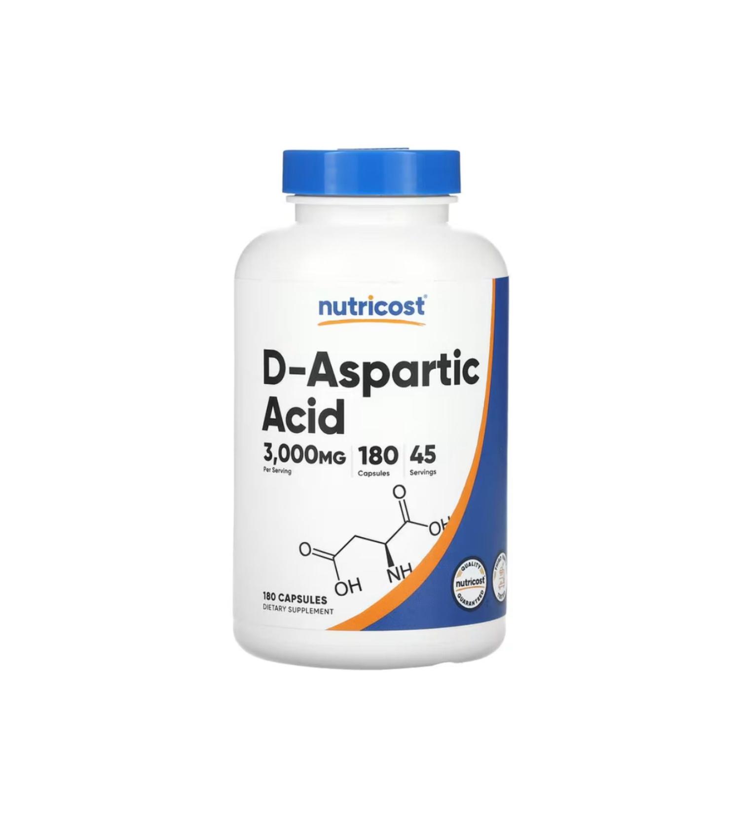 Nutricost D-Aspartic Acid 3 000 mg 180 Capsules (750 mg per Capsule)