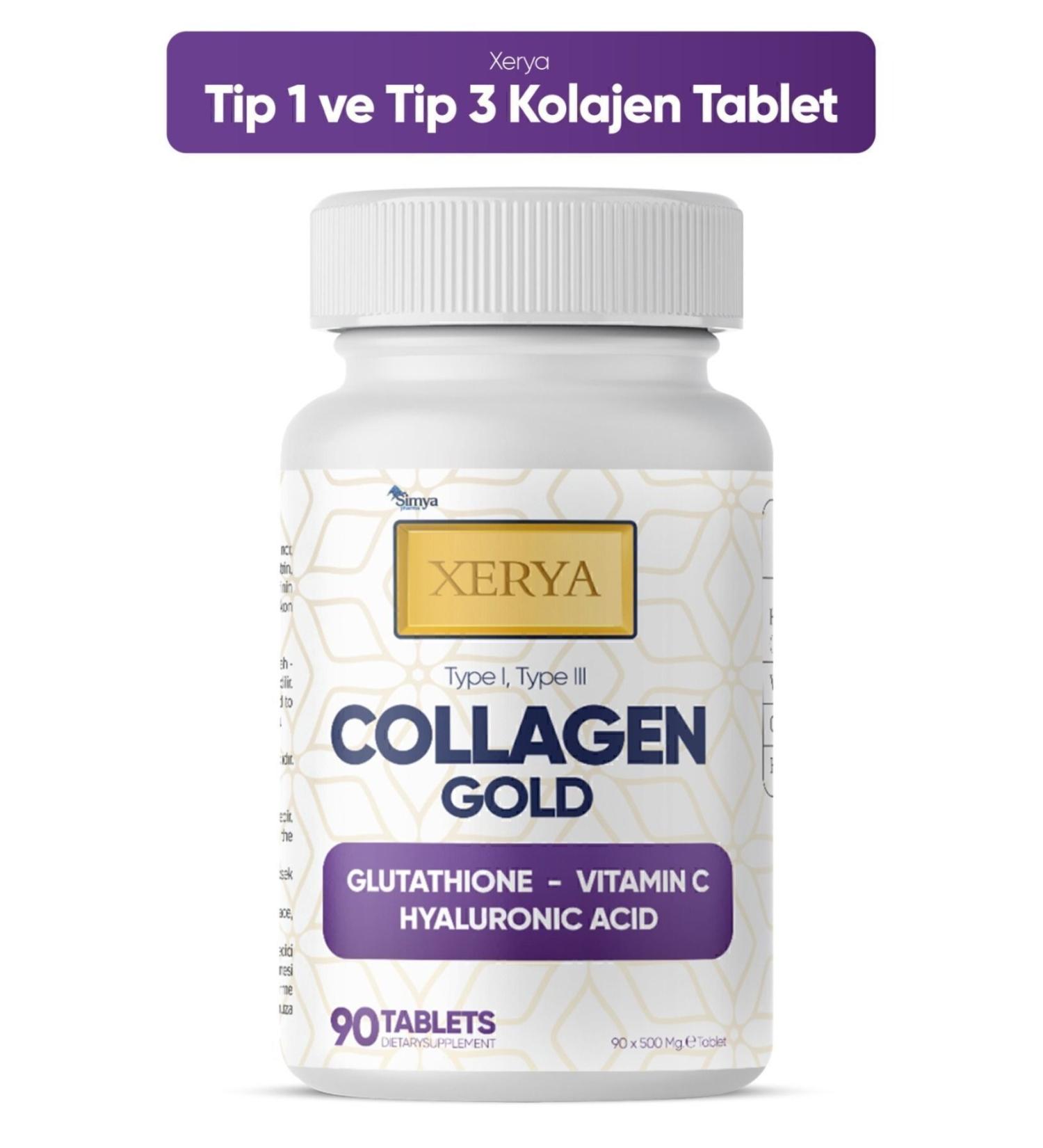 Xerya Medicine 1 and 3 Collagen Glutathione Hyaluronic Acid and Vitamin C Containing Tablets - Buy Online on GoSupps.com
