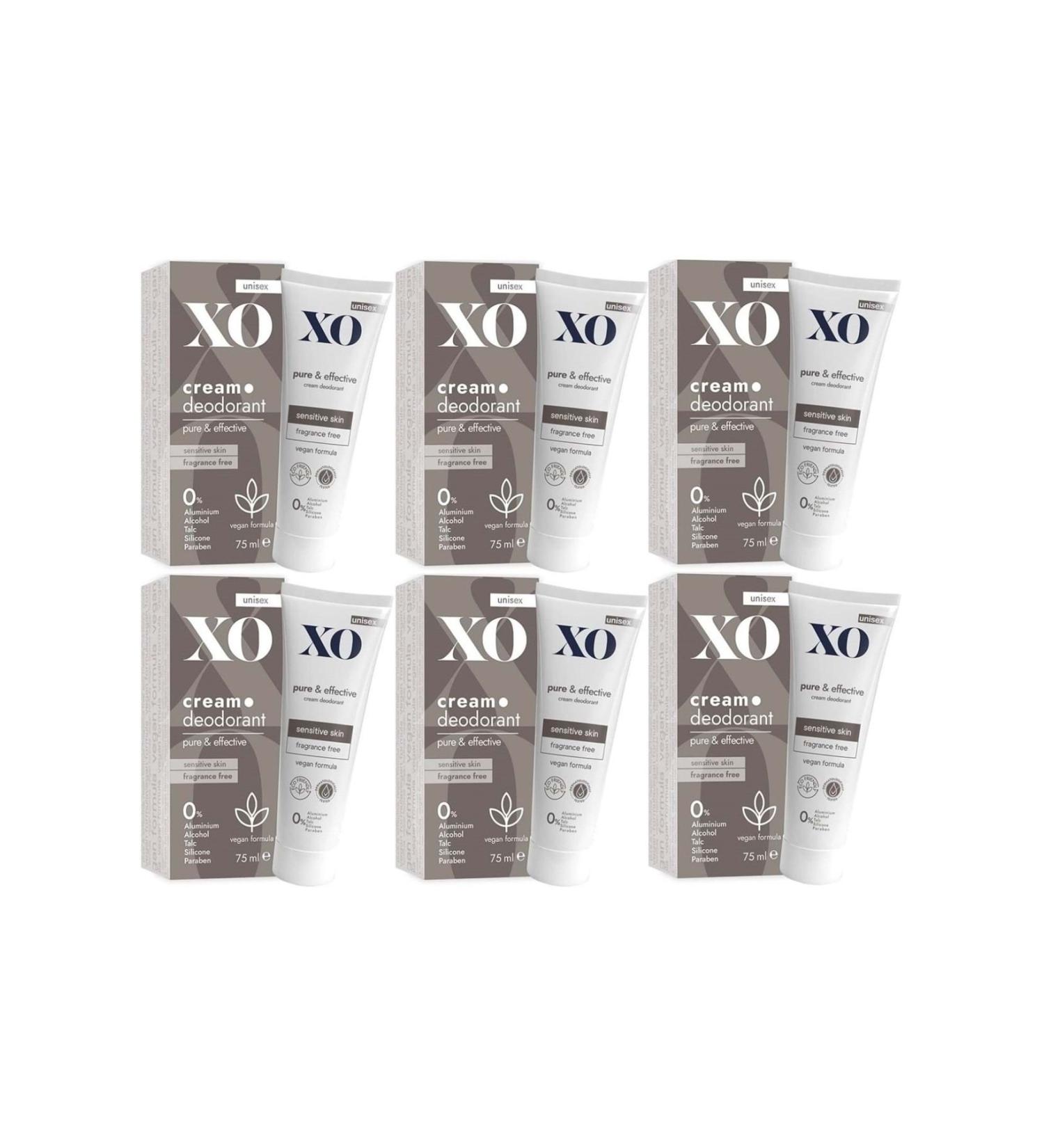 Xo Cream Deodorant 75ML Unisex Pure & Effective Unscented (Set of 6)