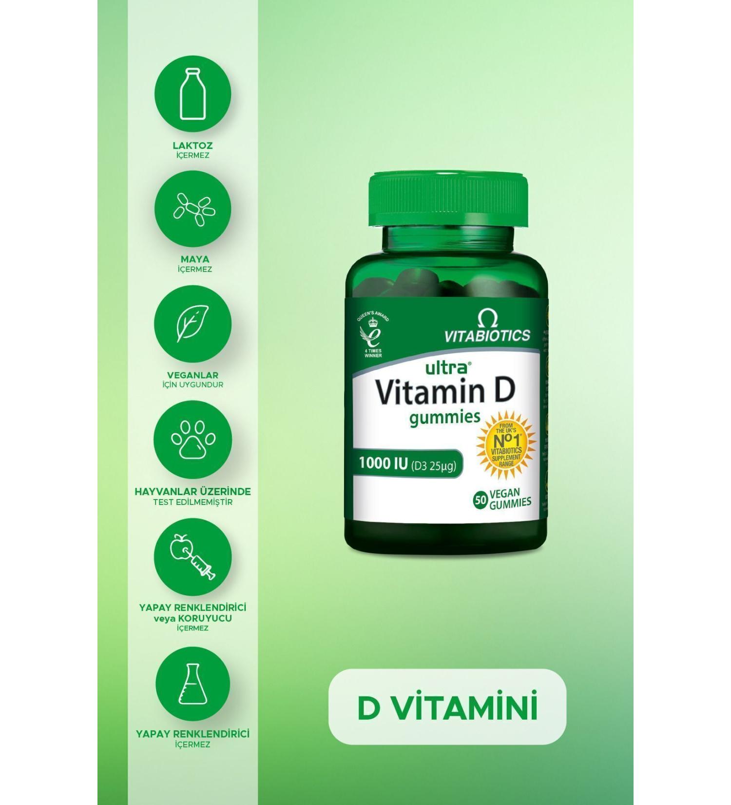 Vitabiotics Ultra Vitamin D Gummies 1000iu 50 Vegan Gummies