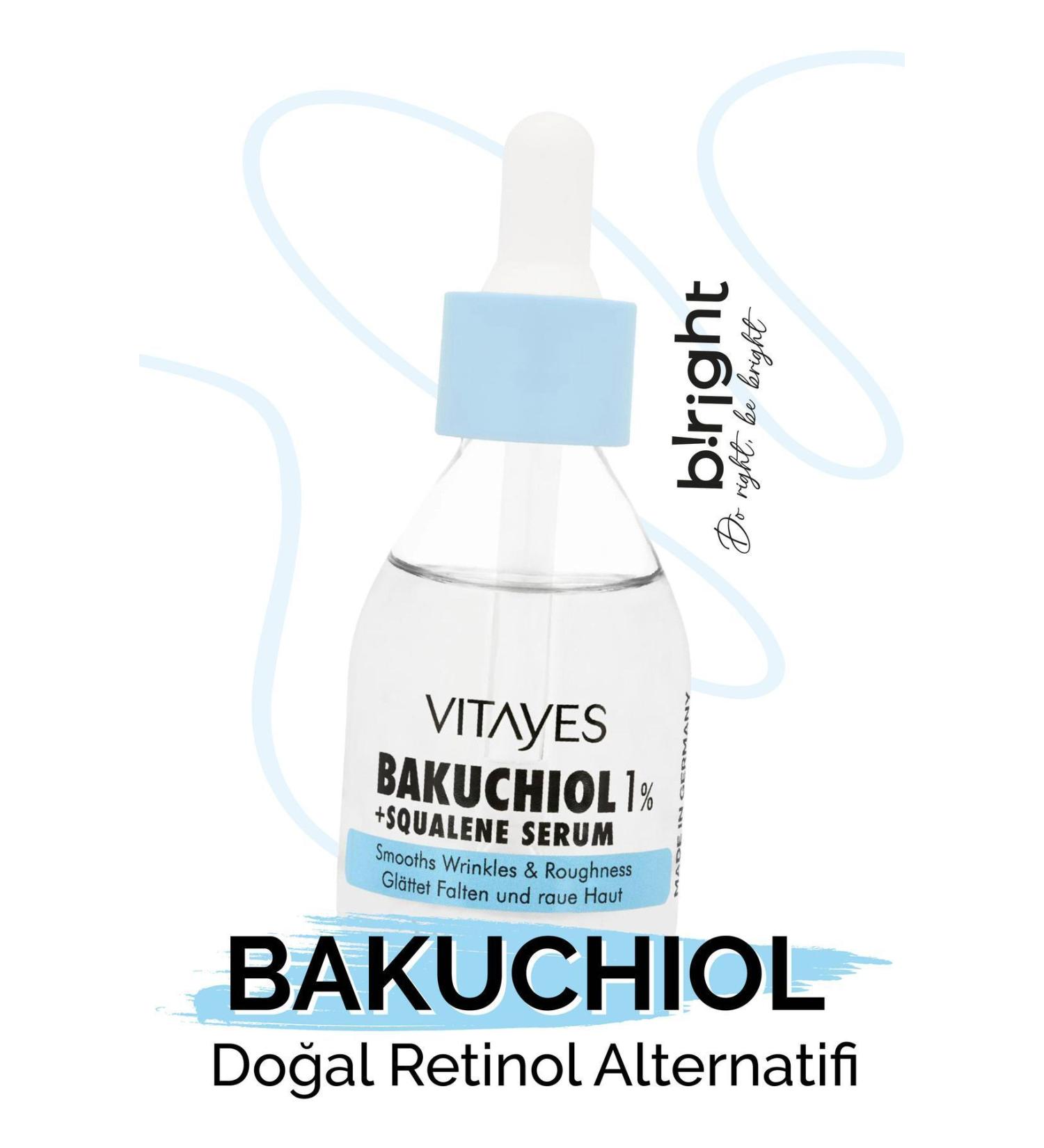 VITAYES Anti-Stain Retinol Alternative Bio Bakuchiol 1% & Squalene Skin Repair Brightening Serum 30ml - Buy Online on GoSupps.com