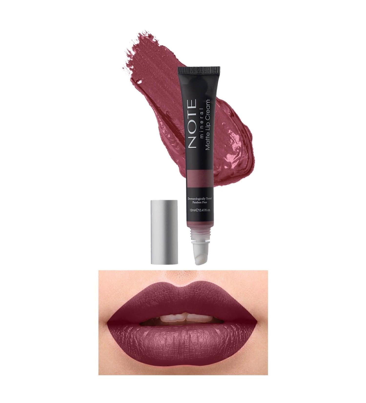 Note Cosmetics Mineral Matte Lip Cream Semi-Matte Finish Liquid Lipstick 03 Rose Sorbet - Pink - Buy Online on GoSupps.com