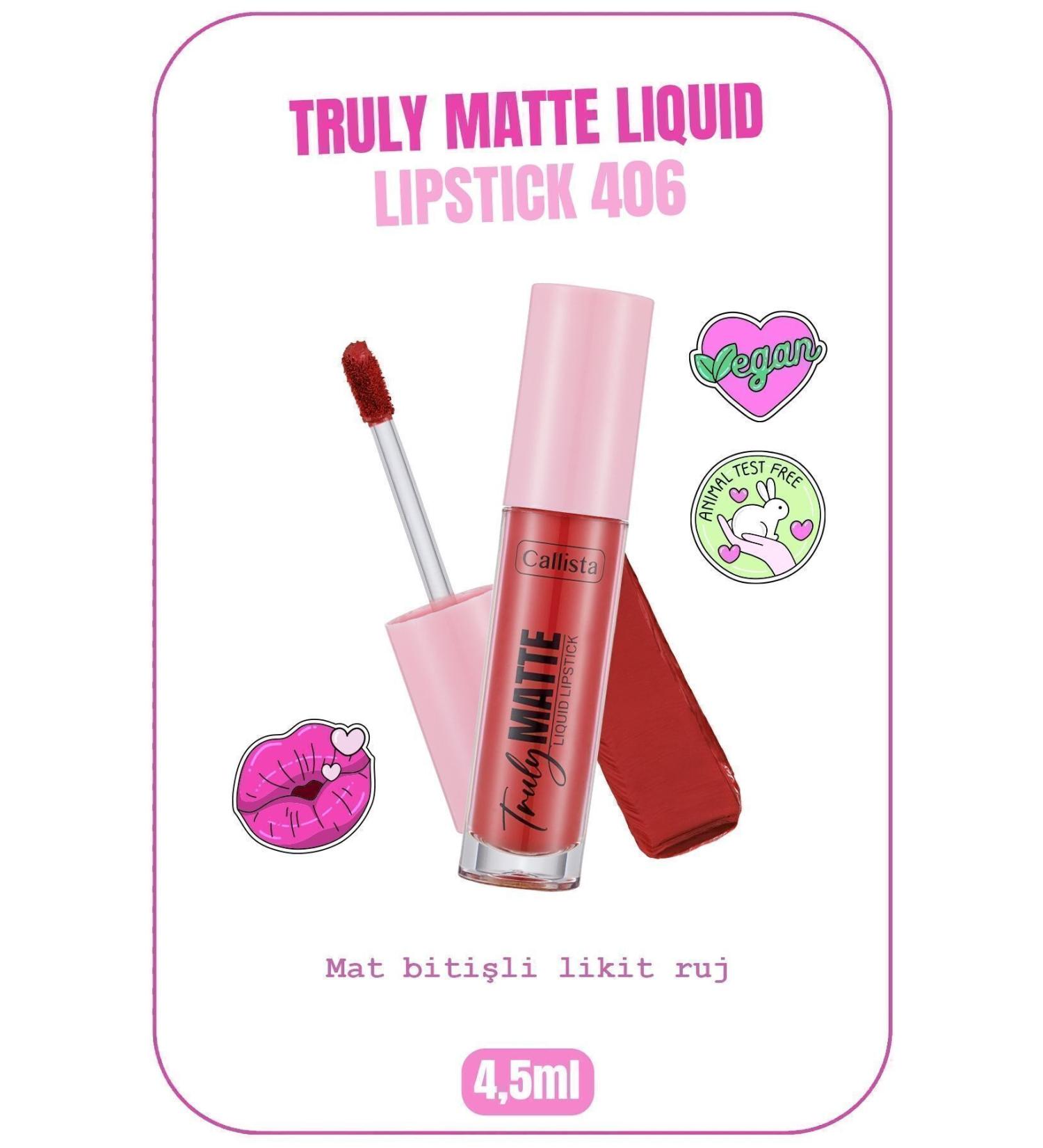 Callista Truly Matte Liquid Lipstick Mat Likit Ruj 406 Plum Pout - K rm z  - Buy Online on GoSupps.com